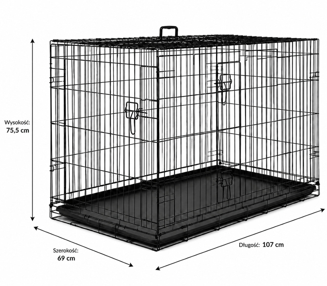 DOG AND CAT CAGE 107X69X75,5CM METAL FOLDING PLAYPEN TRANSPORTER Brand AML