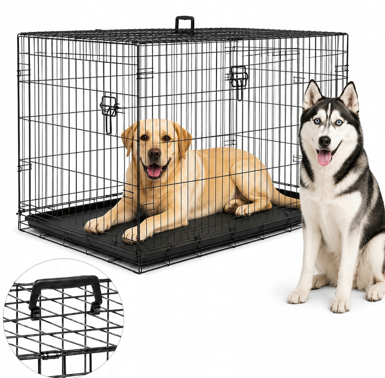 DOG AND CAT CAGE 107X69X75,5CM METAL FOLDING PLAYPEN TRANSPORTER
