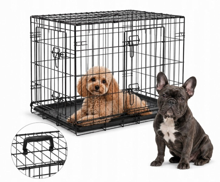 DOG AND CAT CAGE 76x45x52CM METAL FOLDING TRANSPORTER KENNEL
