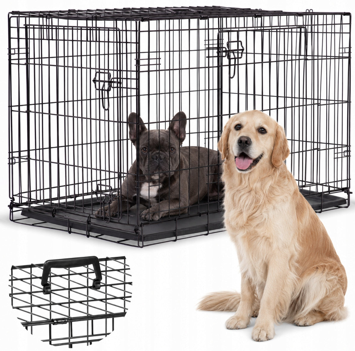 DOG AND CAT CAGE 91X57X64CM METAL FOLDING PLAYPEN TRANSPORTER KENNEL