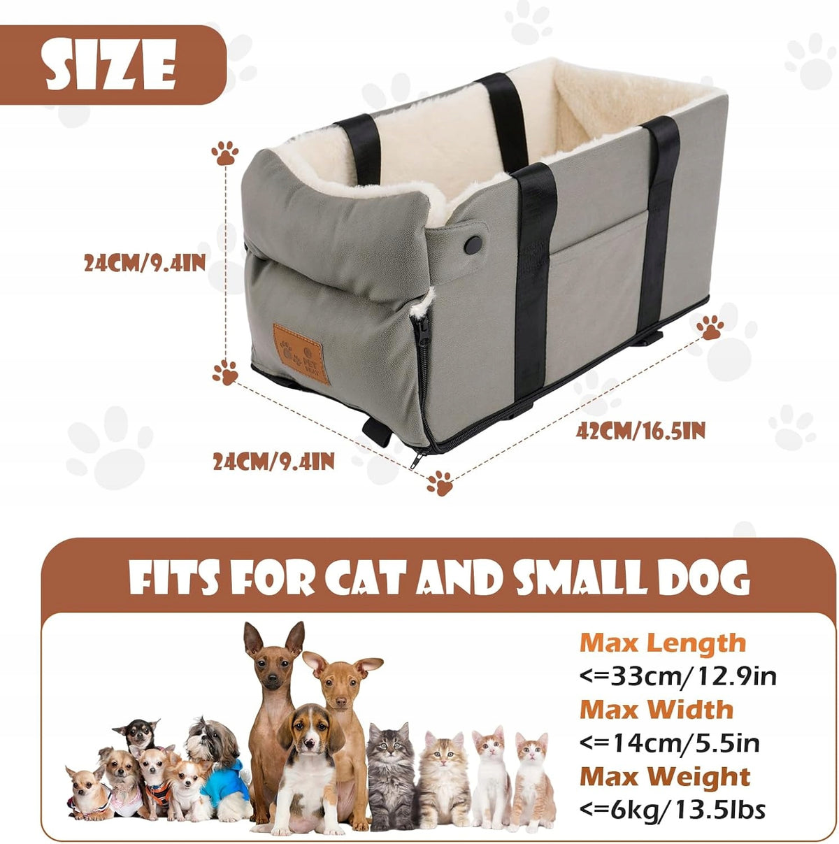 DOG AND CAT CAR SEAT FOR CENTER CONSOLE Packaging status original