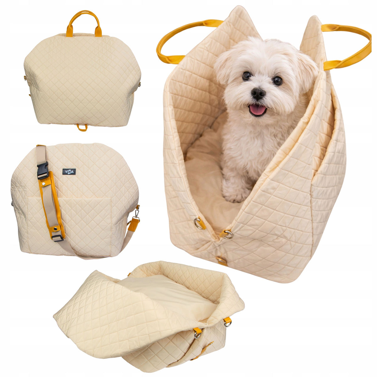 DOG BAG TRANSPORT Bed Seat with Quilted Clasp Soft