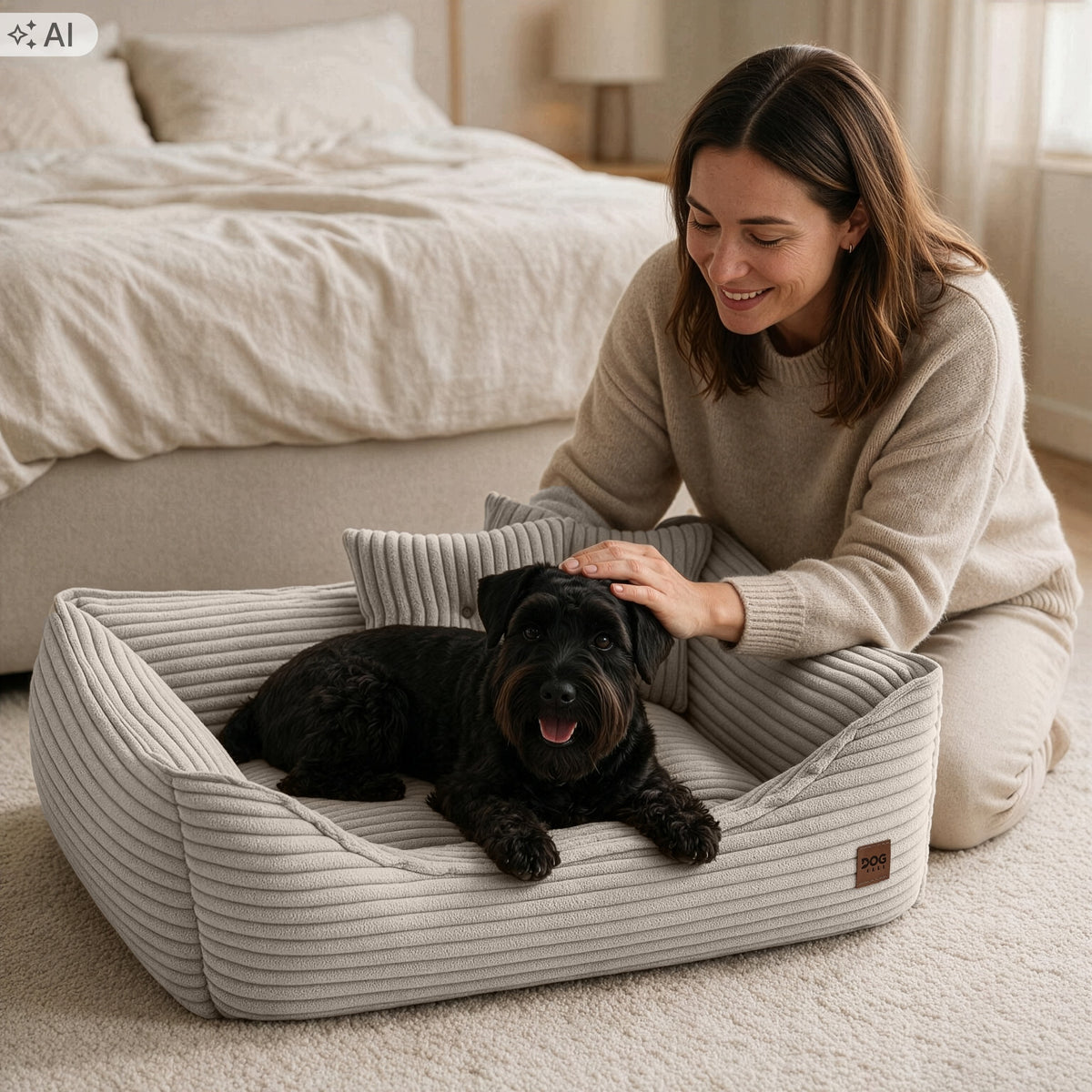 DOG BED REMOVABLE COVER WITH PILLOWS SOFA PREMIUM 70x50 BEIGE Manufacturer code LEGOWISKO KANAPA 70x50 BEŻOWY - 41068