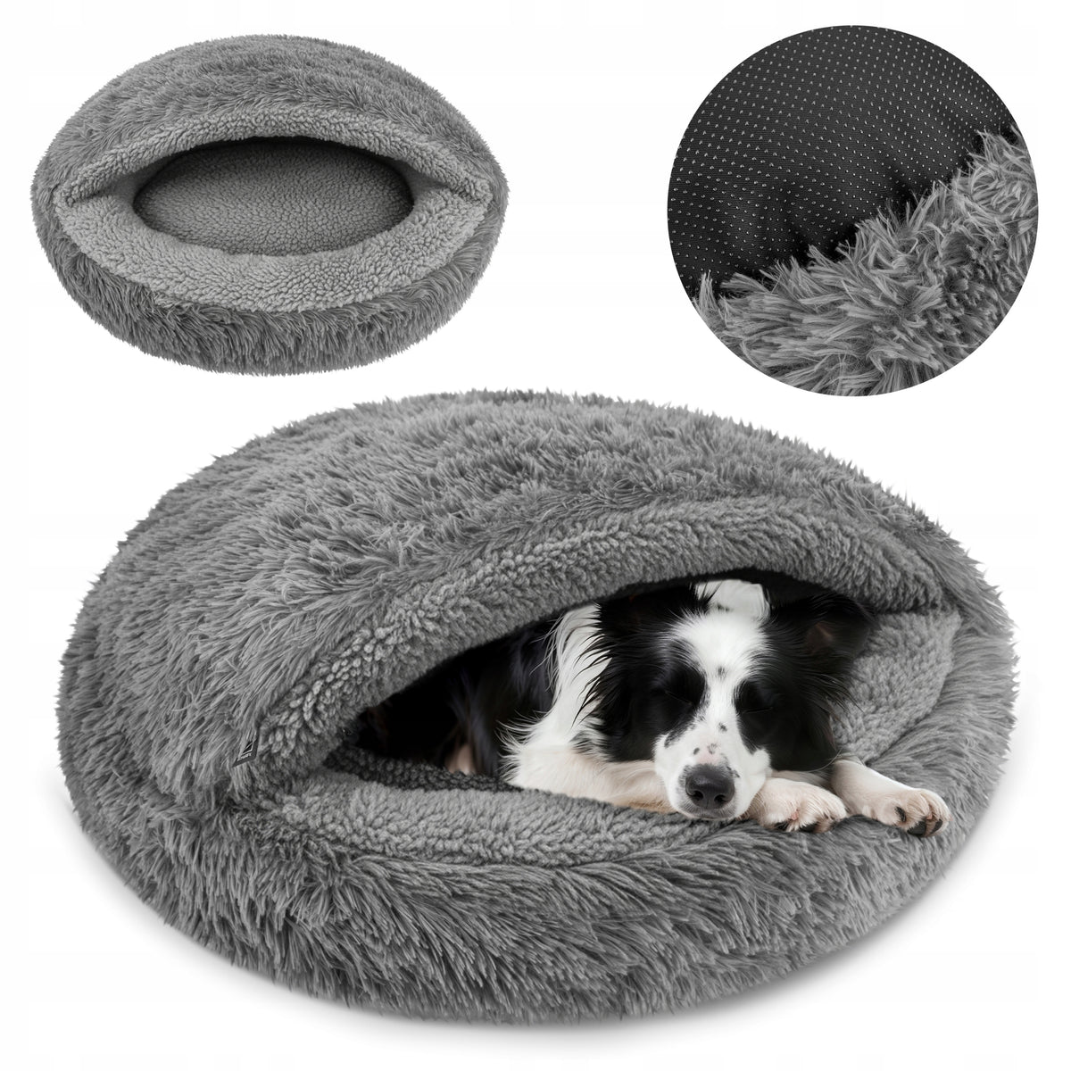 DOG BED ROUND 70 CM WITH SLEEPING BAG FUNCTION LARGE BED L