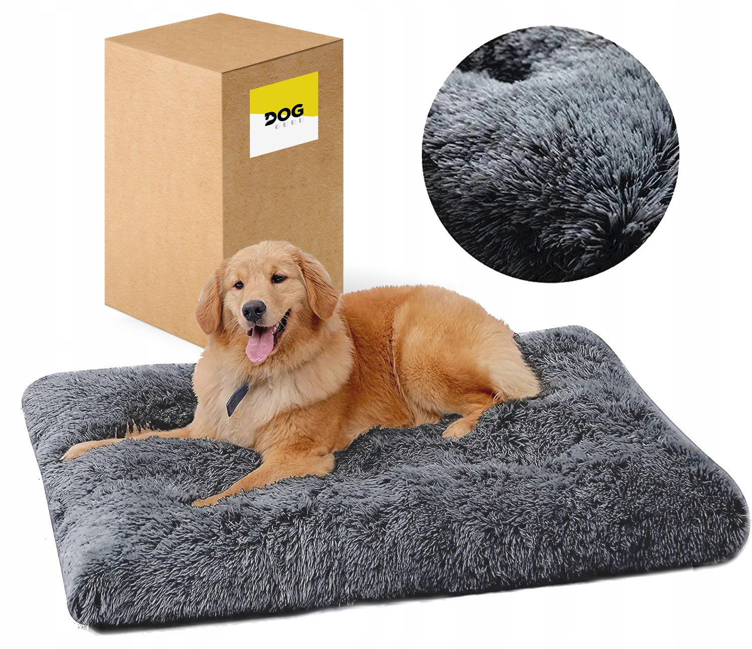 DOG BED SOFT HAIRY LARGE PLUSH SHAGGY BED 100x70 CM