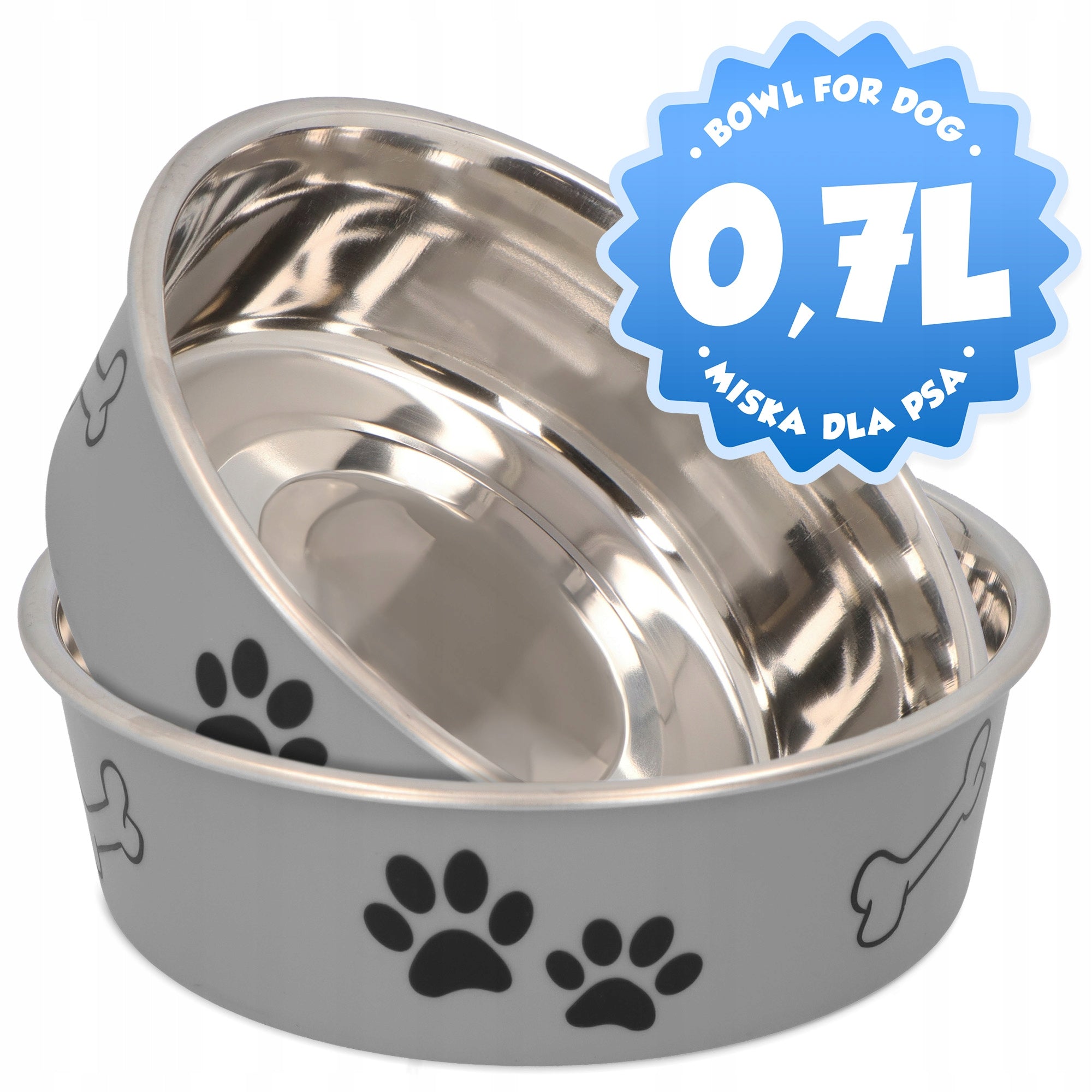 DOG BOWL 0,7 Bowl Metal Steel STAINLESS WATER FOOD Large Dog 4D Brand no brand