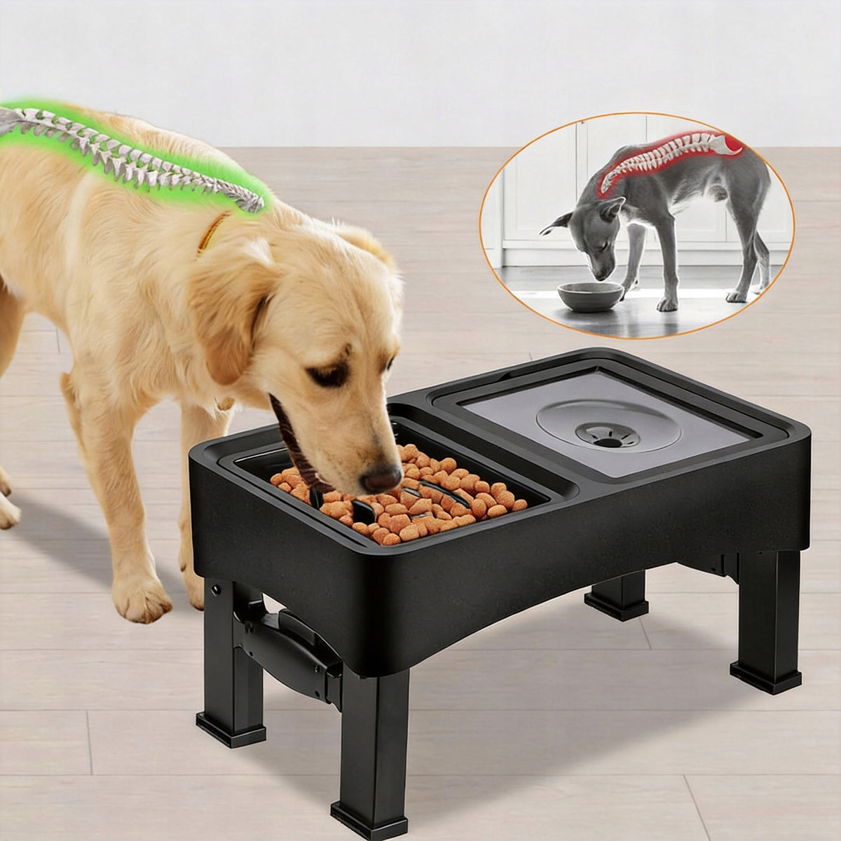 DOG BOWL ON STAND 2IN1 SLOWING DOUBLE ADJUSTABLE NON-SPILL Manufacturer code 5906477683195