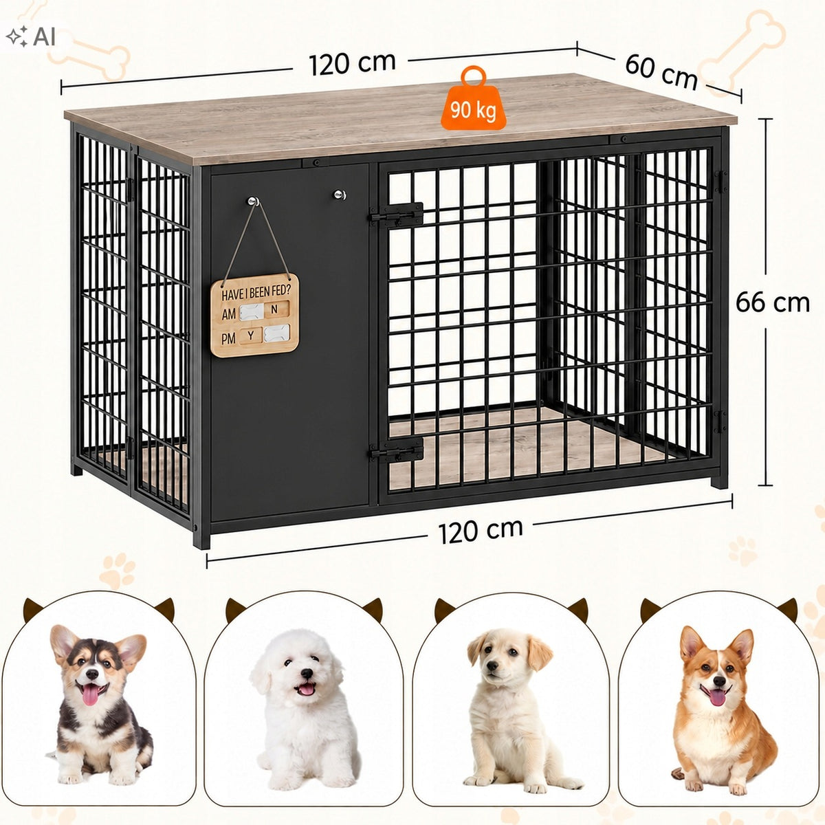 DOG CAGE 120X60X66 CM METAL WITH TOP 90 KG INDUSTRIAL Packaging status original