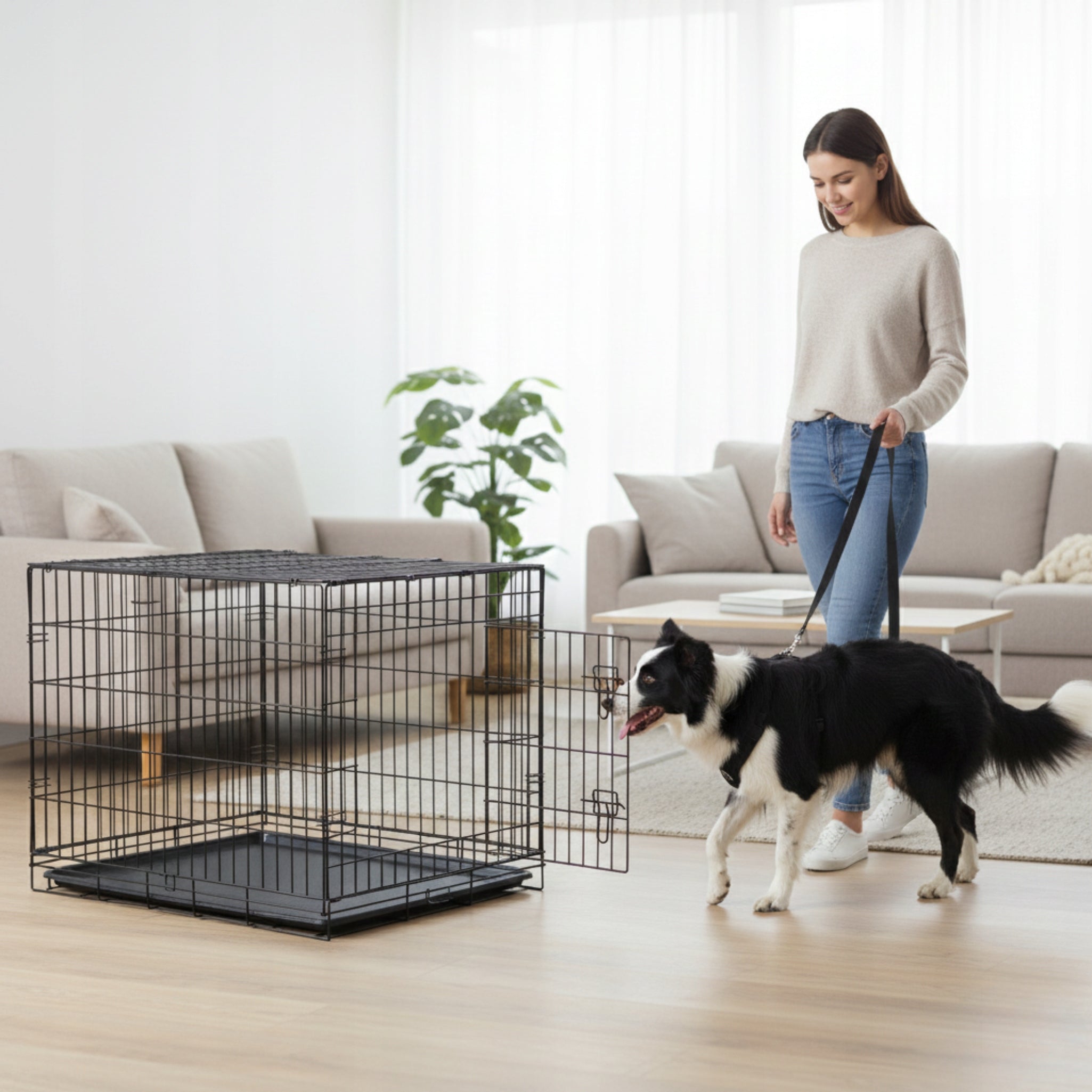 DOG CAGE METAL KENNEL ANIMAL TRANSPORTER 89x56x64cm XL Manufacturer code TZ03 Transporter dla zwierząt XL