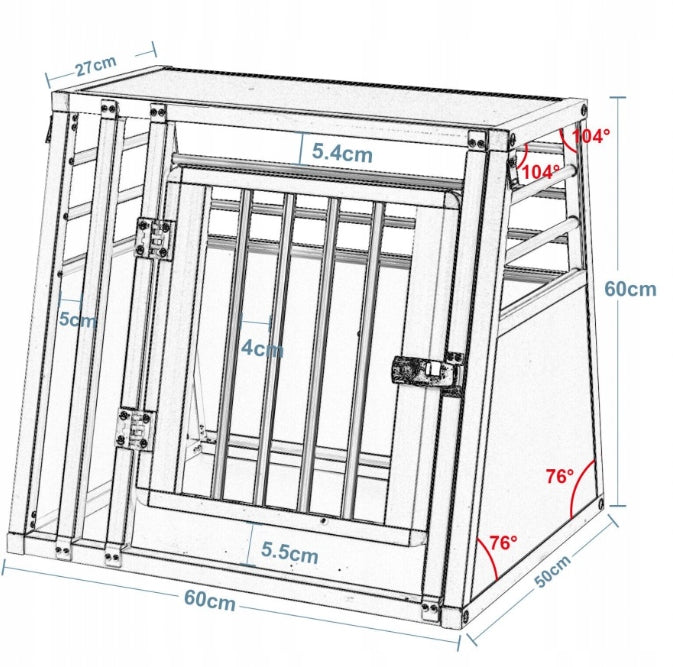 DOG CARRIER CAGE FOR CAR ALUMINUM WITH KEY Manufacturer code z-apc0007blk02