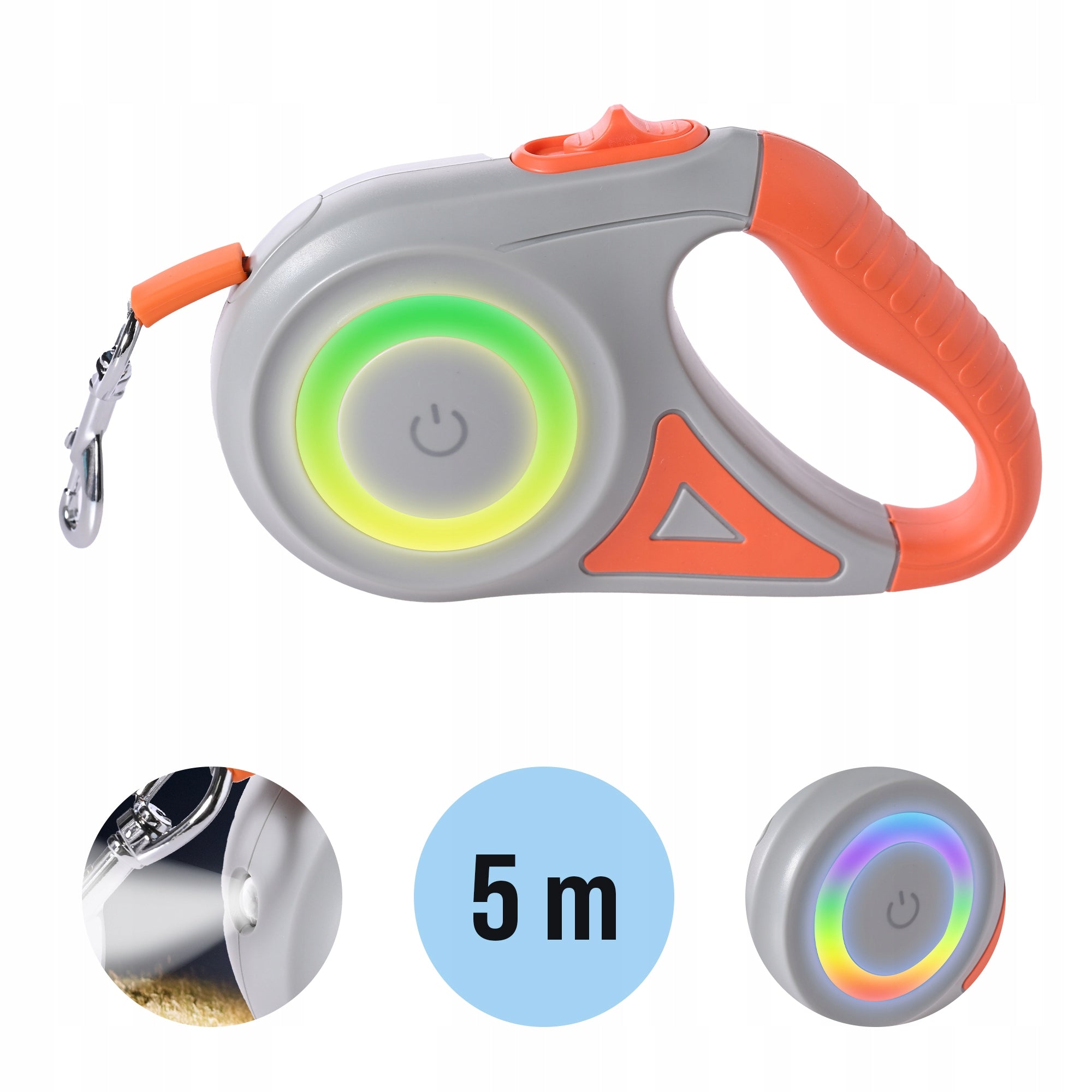 DOG LEASH AUTOMATIC TAPE STRONG 5M LOCK LED FLASHLIGHT ADJUSTABLE AFTER