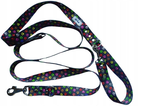 DOG LEASH COLORFUL PAWS 2,5M THICK LARGE CARABINER