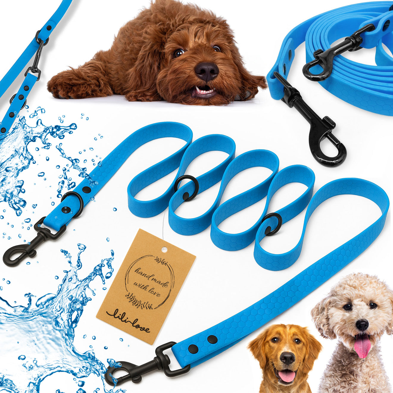 DOG LEASH FOR WALK ADJUSTABLE WATERPROOF BIOTHANE PVC 3m