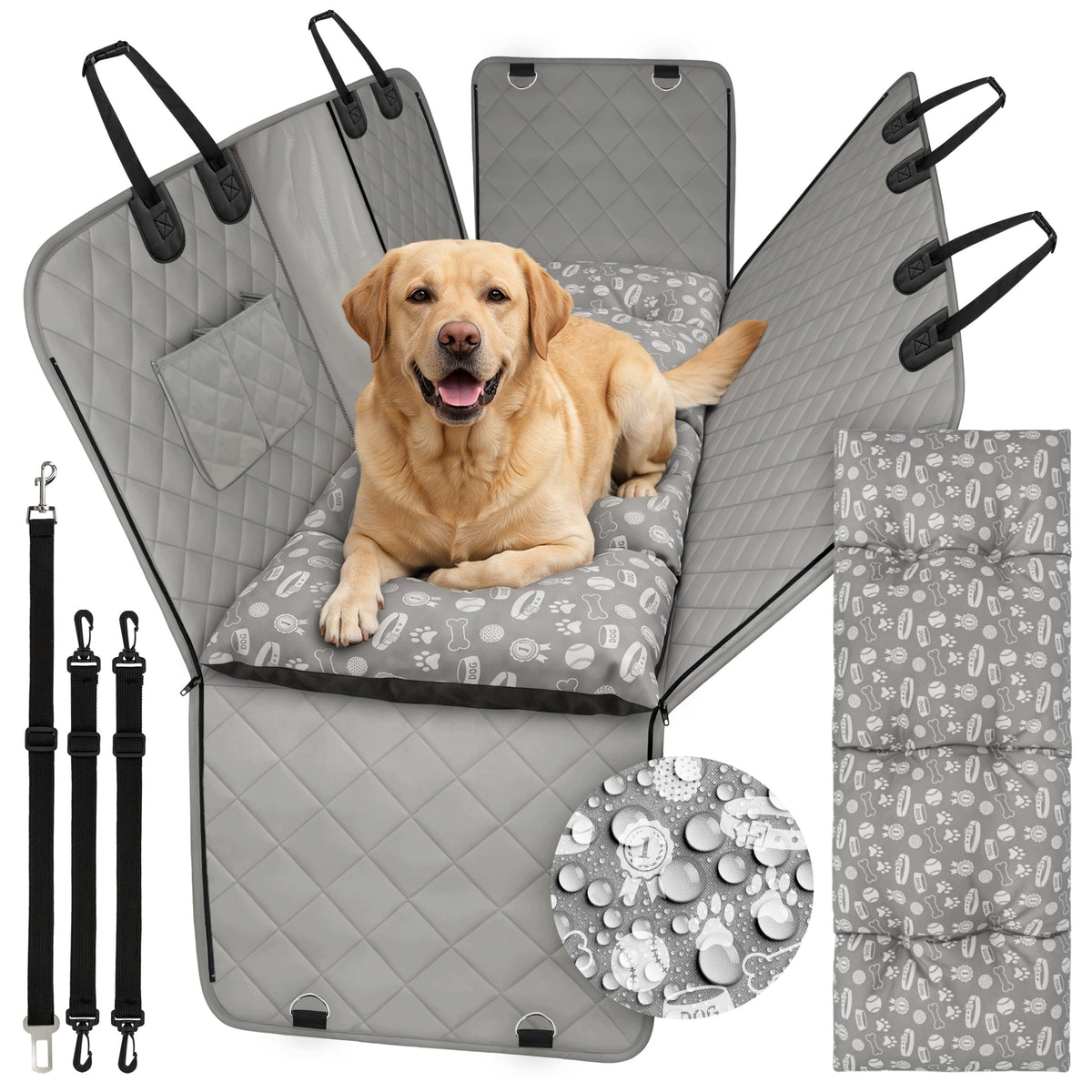 DOG MAT CAR SEAT COVER WITH LOCK + CUSHION