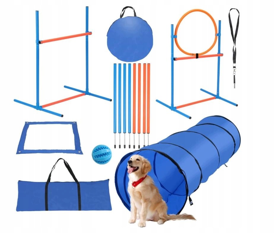 DOG OBSTACLE COURSE SET PROFESSIONAL AGILITY 8 POLE TUNNEL Packaging status original