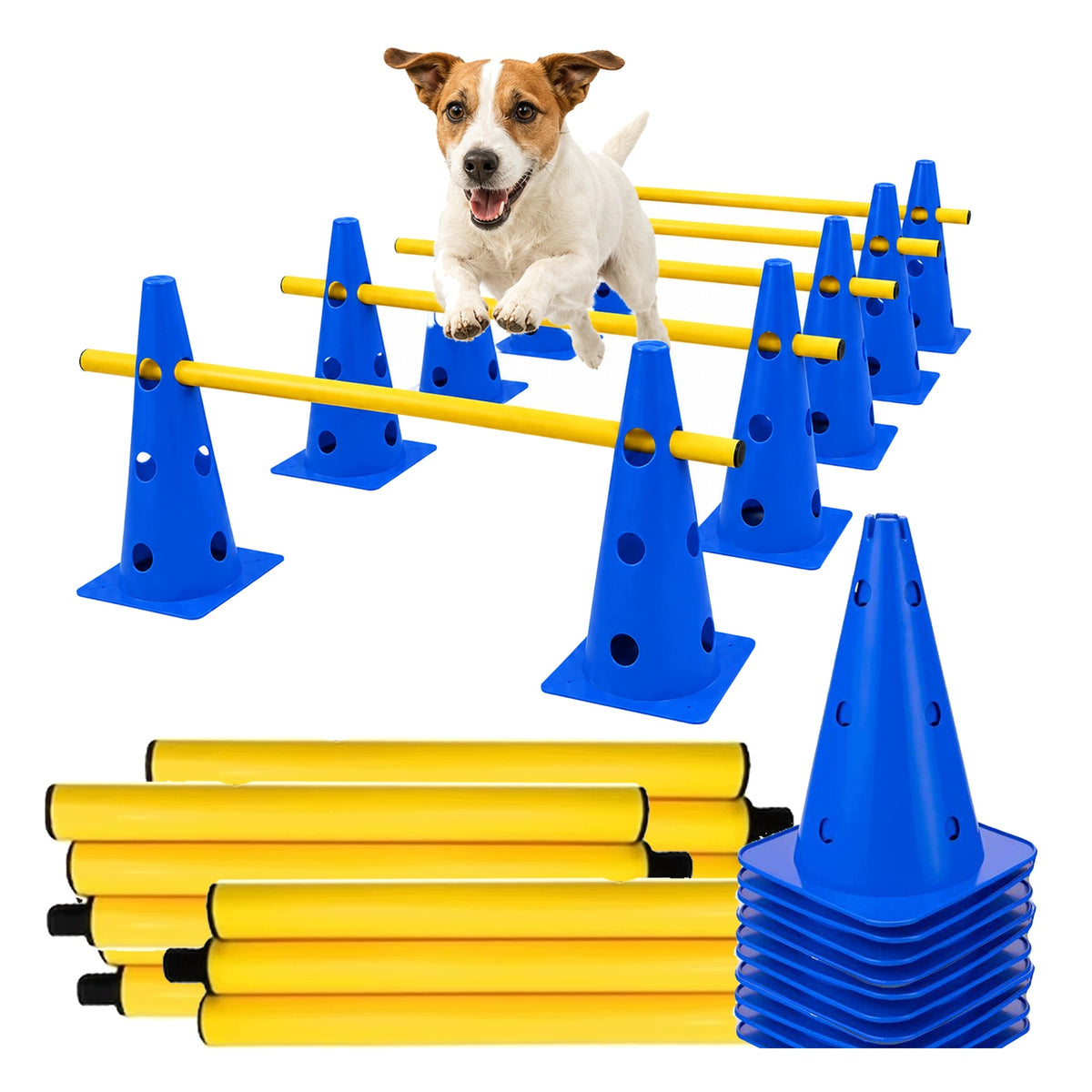 DOG OBSTACLE COURSE TRAINING 10 BARREL POSTS COMBINED