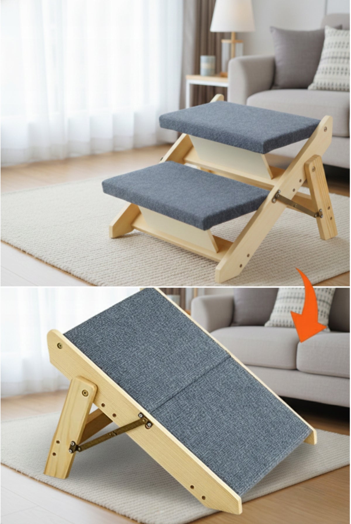 DOG RAMP STAIRS 2in1 STAIRS PLATFORM STEPS 33 CM STABLE WOODEN Brand no brand