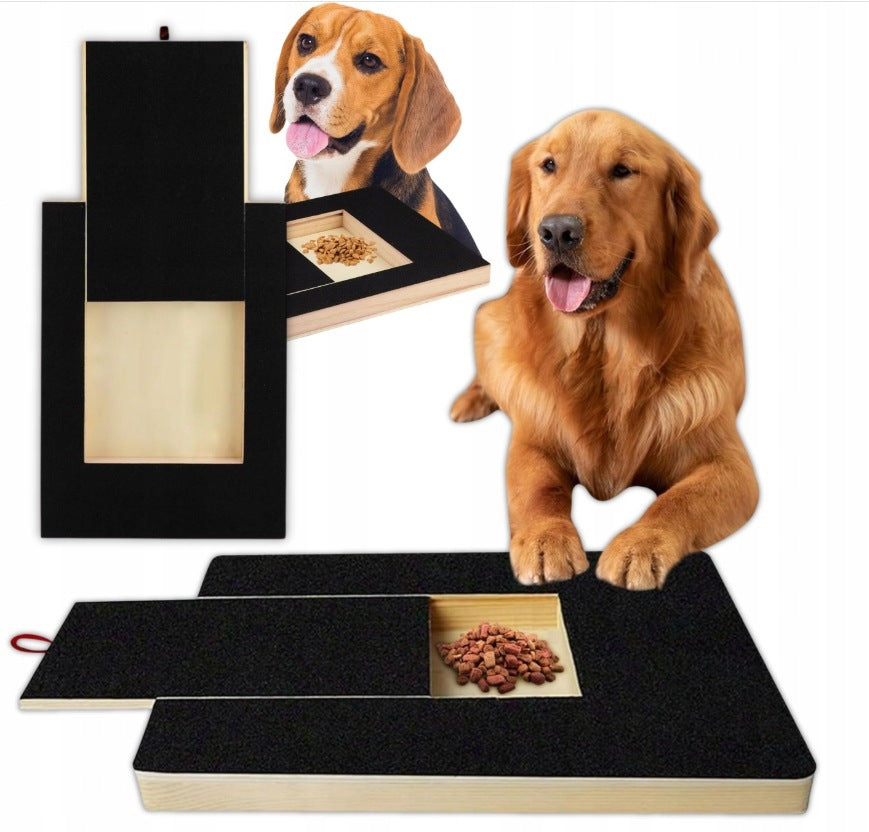 DOG SCRATCHING BOARD WITH TREAT DRAWER WOODEN BLACK