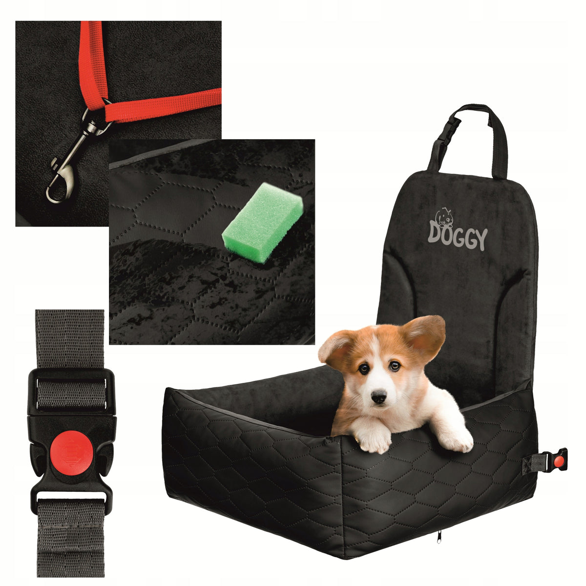 DOG SEAT - CAR TRANSPORTER FOR CAT DOG - Pull-down cover