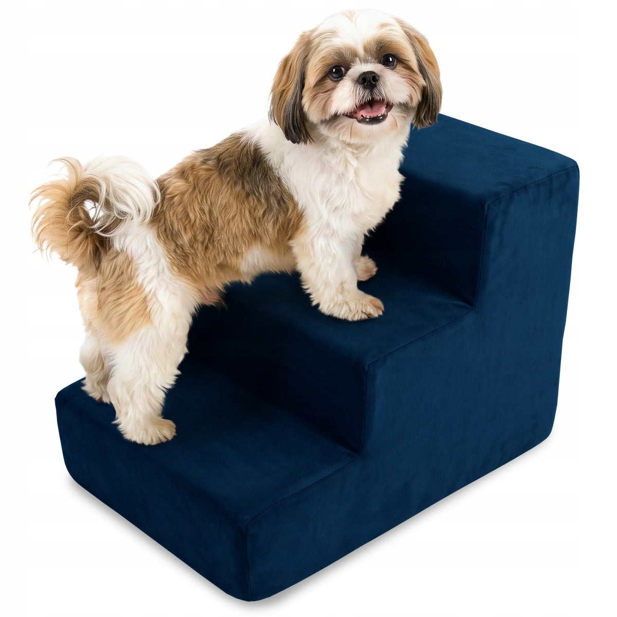 DOG STAIRS 30CM VELOUR 3 DEGREES ANIMAL CAT STAIRS PLATFORM POUF