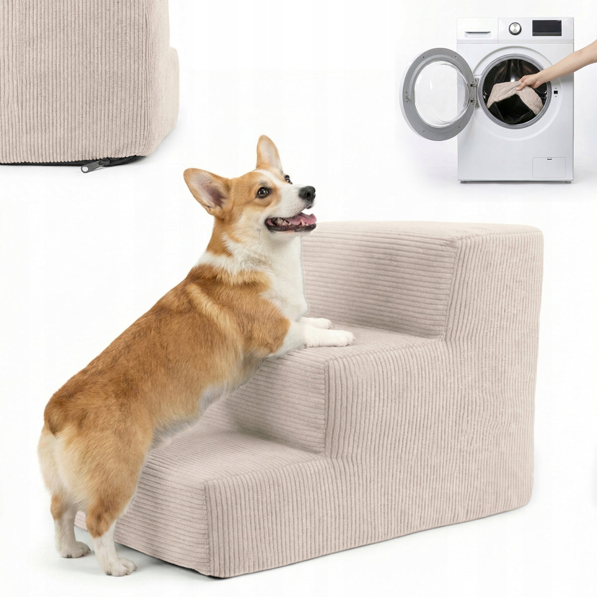 DOG STAIRS 30cm BEIGE FOR COUCH RAMP 3 DEGREES FOR CAT ANIMALS POUF