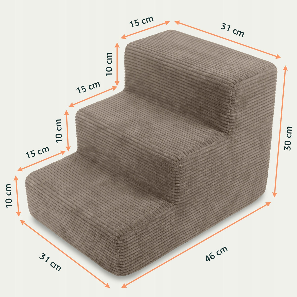 DOG STAIRS 30cm BROWN FOR BED RAMP 3 DEGREES FOR CAT ANIMALS POUF Packaging status original