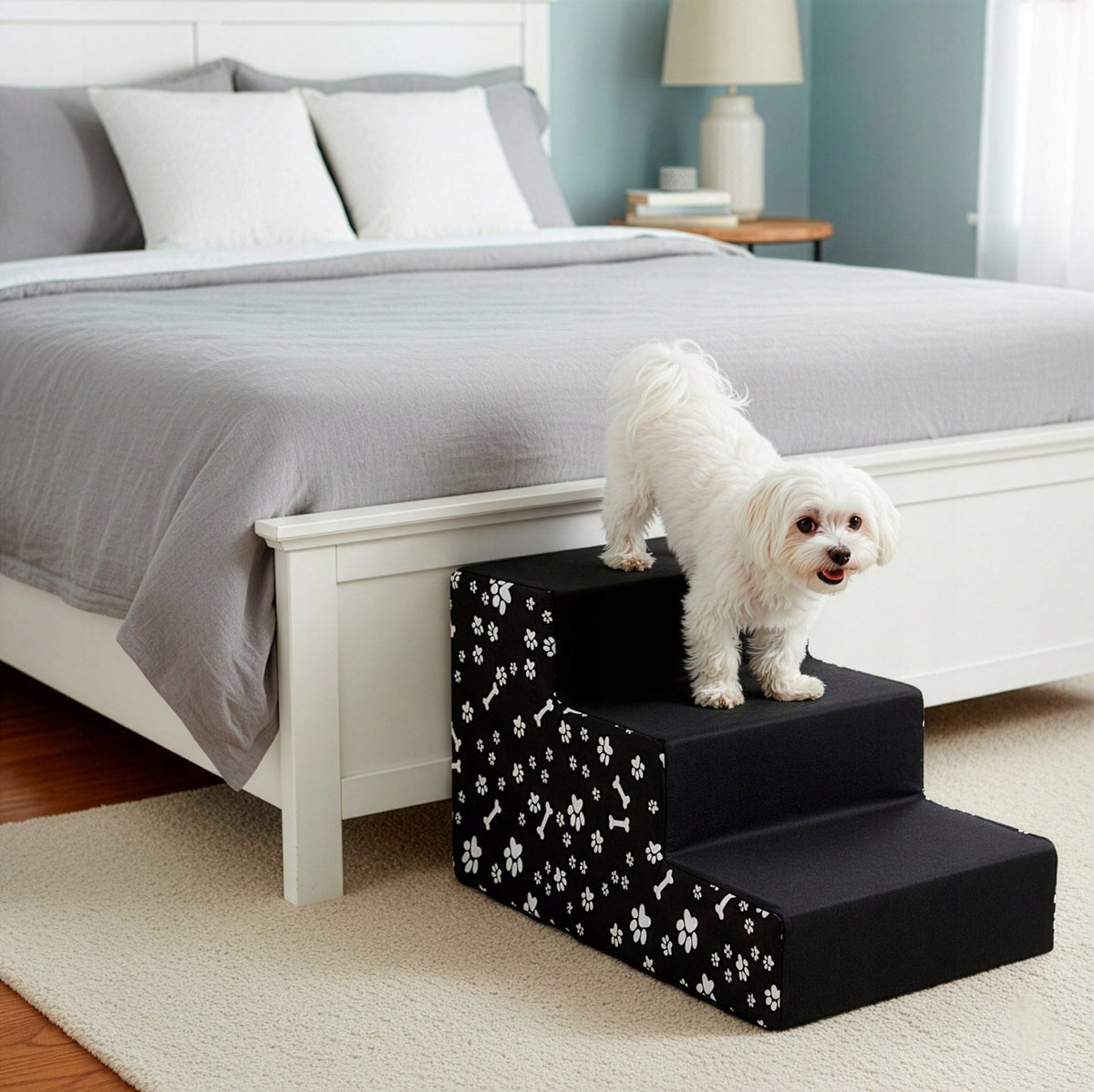 DOG STAIRS CAT ANIMALS STAIRS BLACK SOFT 30cm 3 DEGREES PLATFORM Manufacturer code PA0340