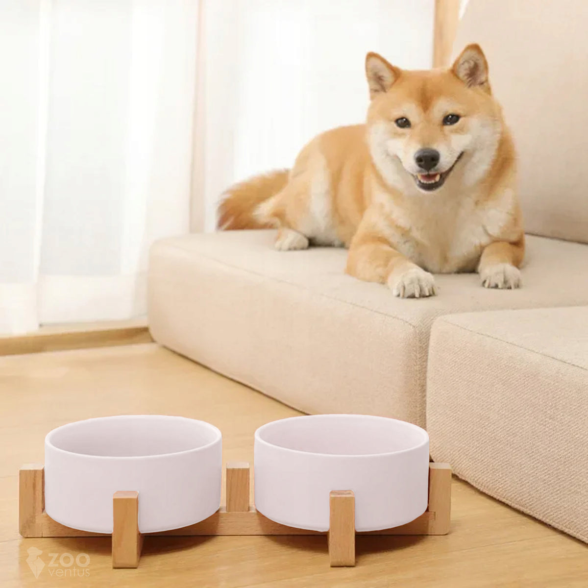 DOG STAND BOWLS DOUBLE CERAMIC BOWL WHITE 2x400ml EAN (GTIN) 5904708511507