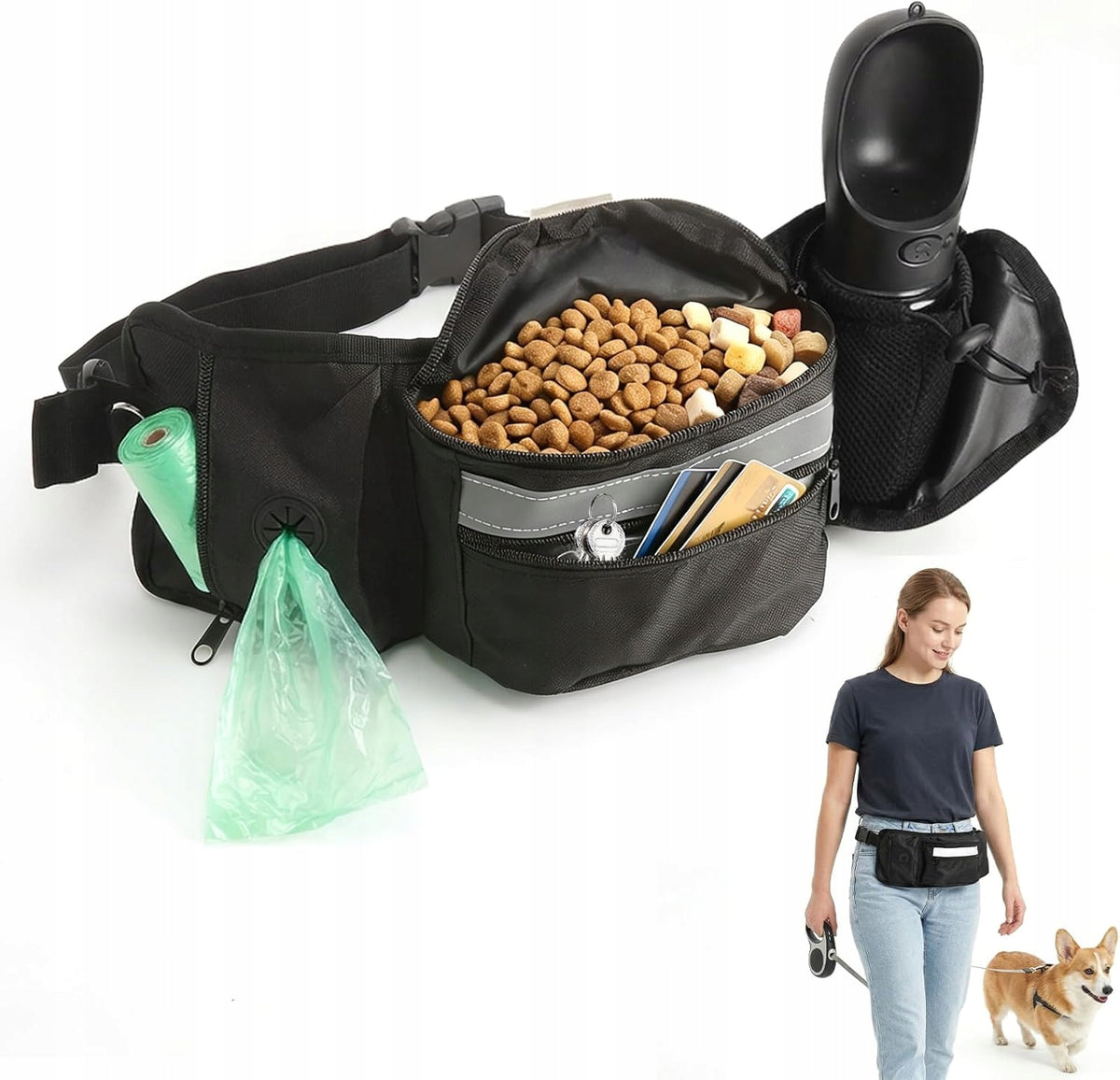 DOG TREAT BAG KIDNEY TRAINING REFLECTIVE WATERPROOF WALK