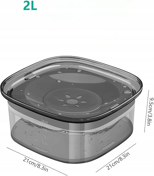 DOG WATER BOWL NON-SPILL LARGE 2L FOR TRAVEL NON-SLIP DRINKING