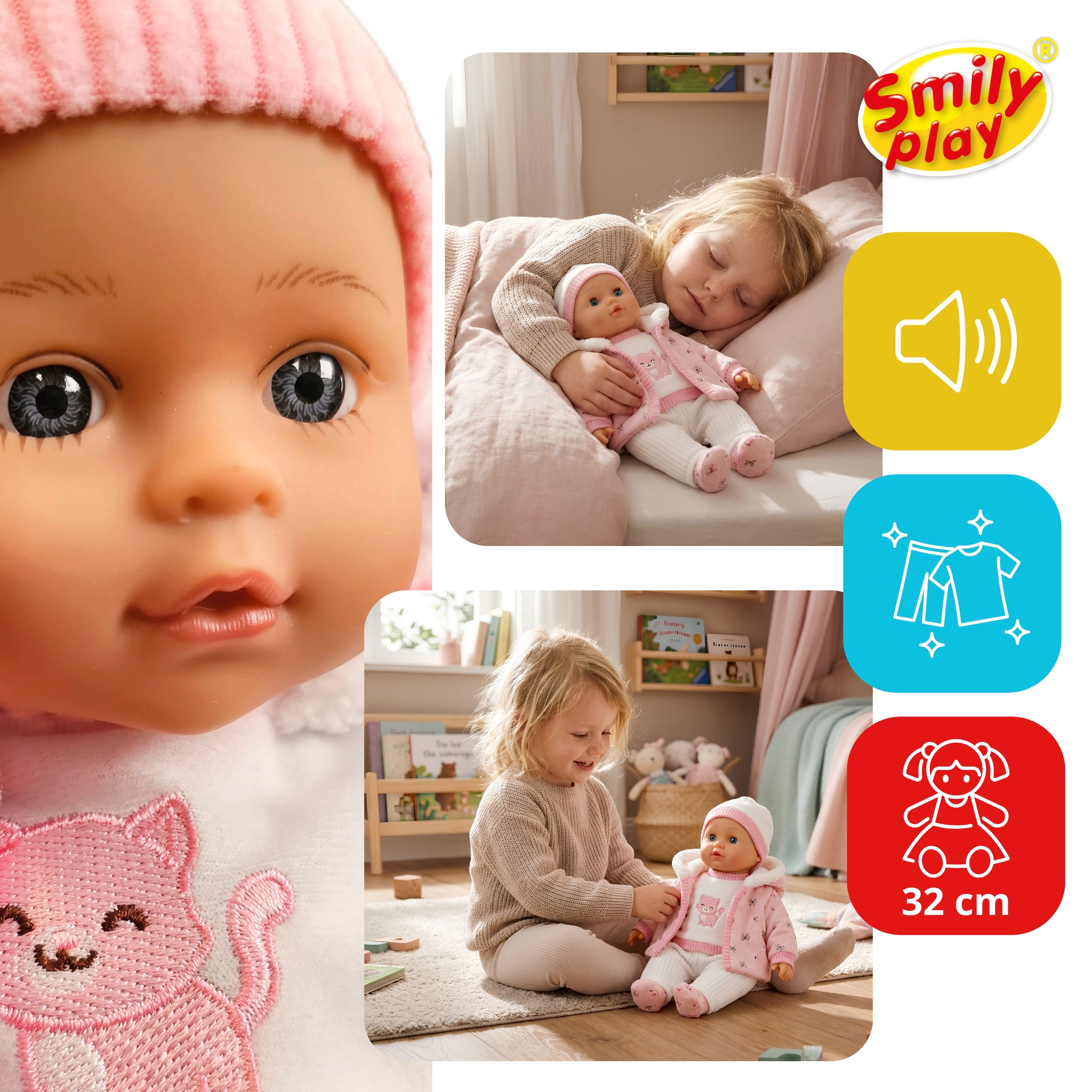 DOLL BABY INTERACTIVE LARGE soft 32 cm speaks sings 2 languages PL ENG large Manufacturer code SP85596 AN01