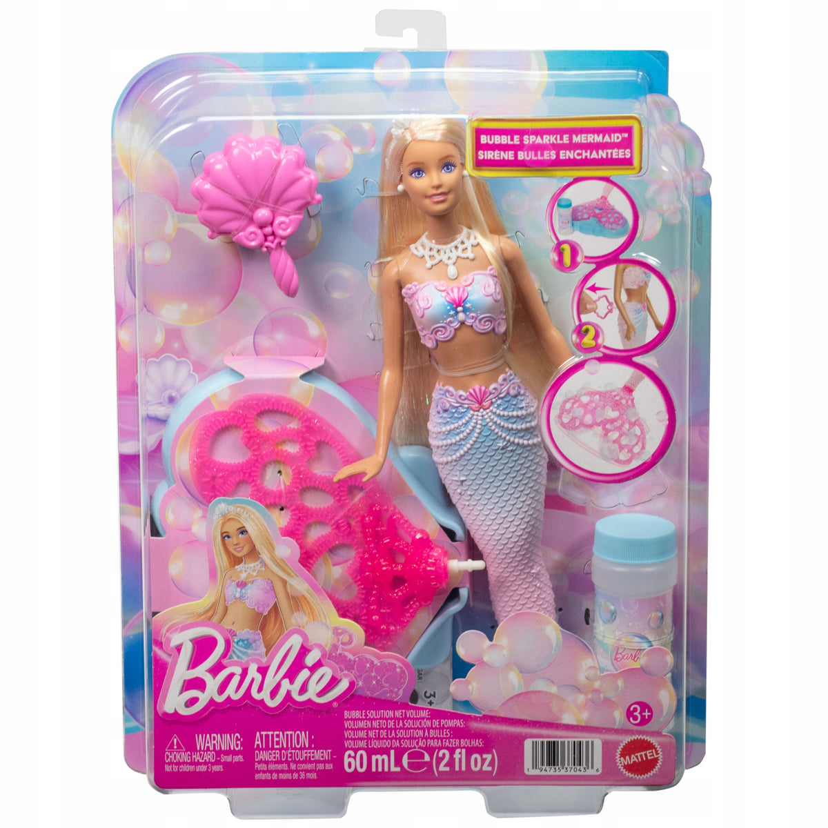 DOLL BARBIE BUBBLE MERMAID Magic soap bubbles, set for children +3 Packaging status original