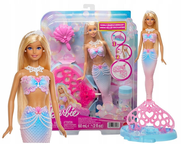 DOLL BARBIE BUBBLE MERMAID Magic soap bubbles, set for children +3