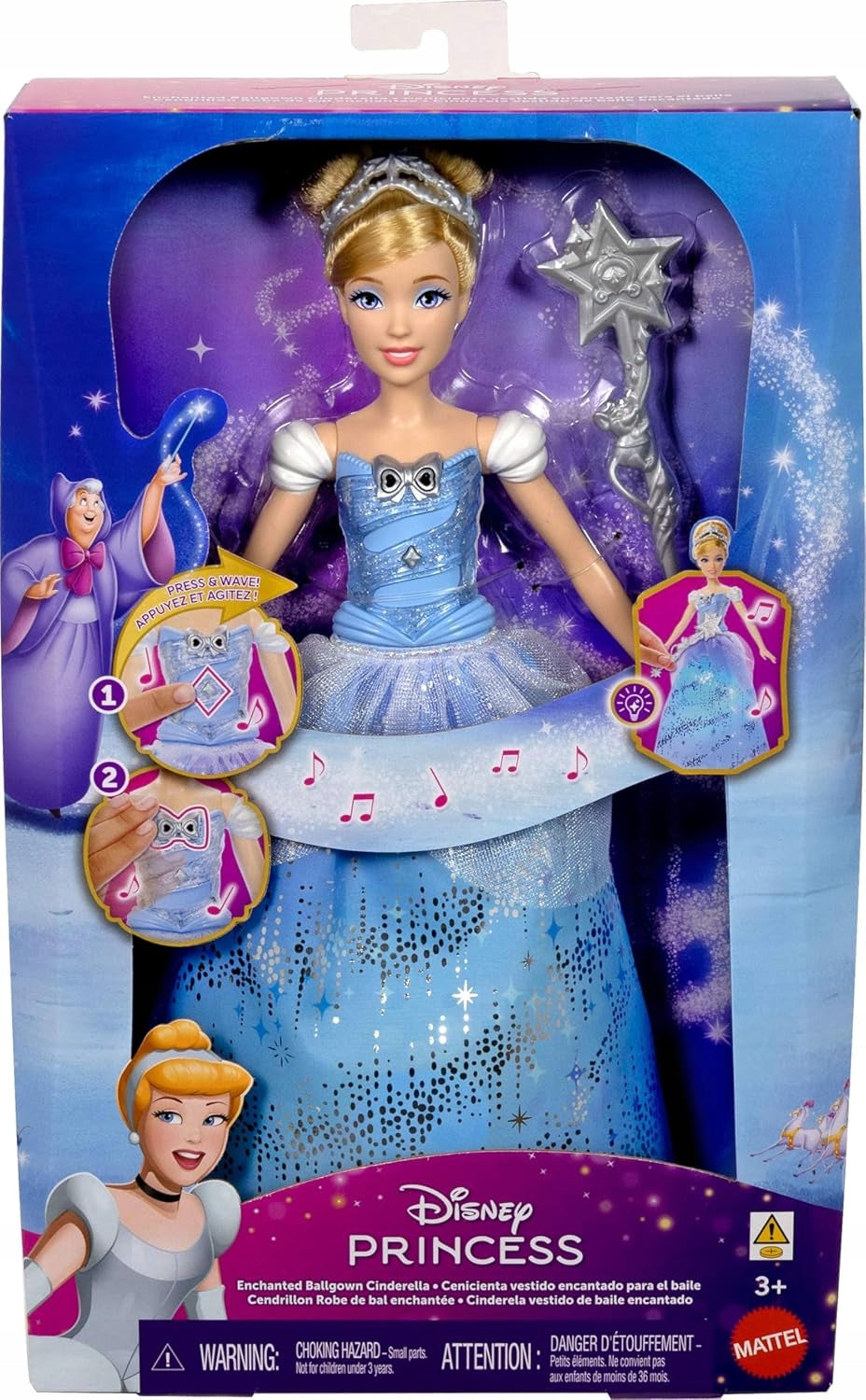 DOLL DISNEY CINDERELLA INTERACTIVE MAGIC BALL GOWN LIGHT SOUND