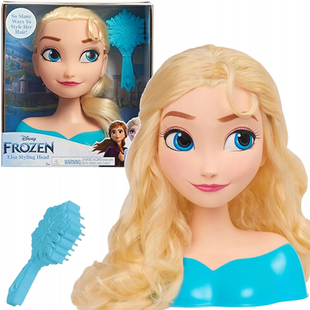 DOLL HEAD FOR COMBING AND STYLING HAIR DISNEY ELSA LAND OF ICE 16 CM