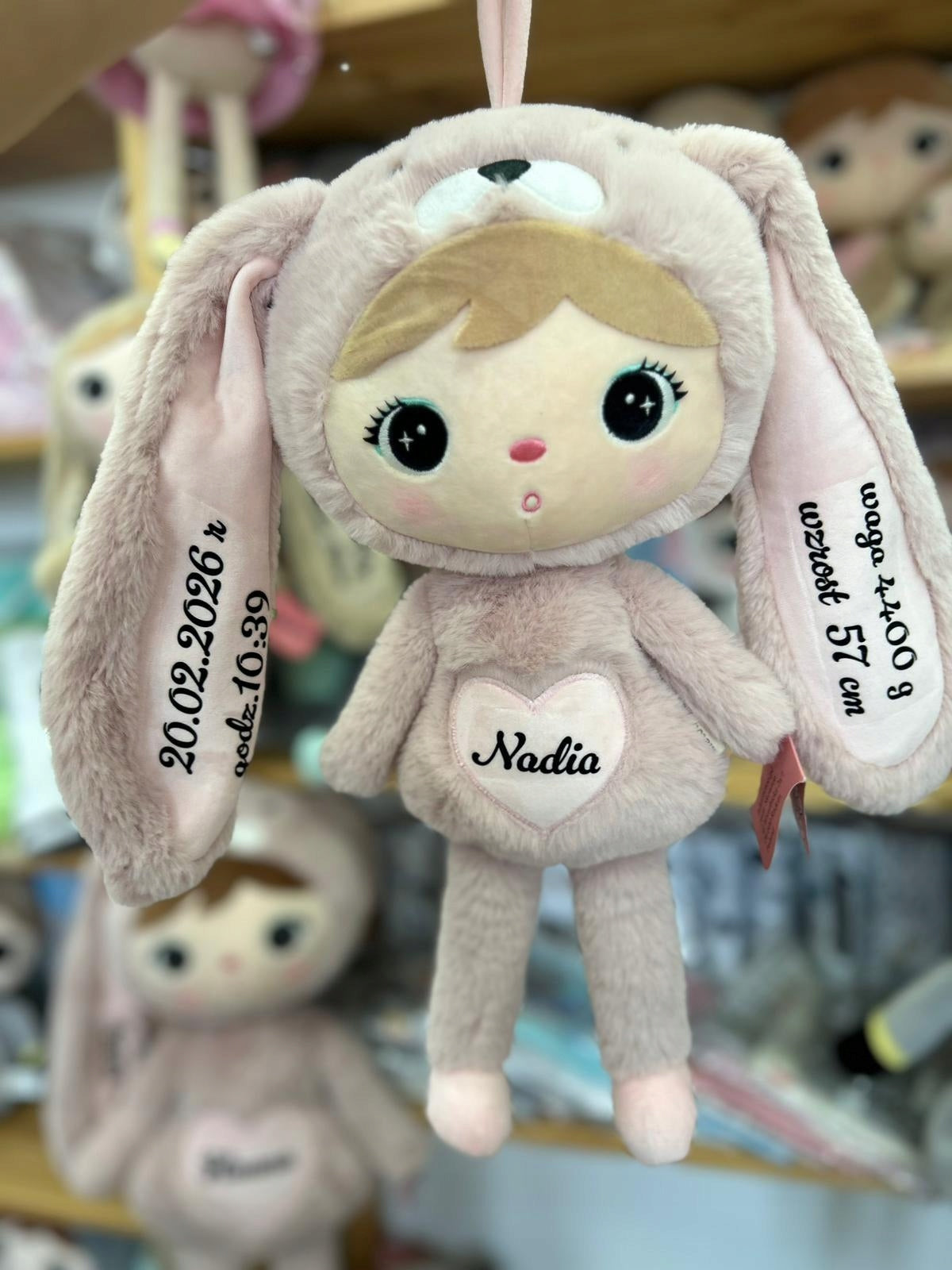 DOLL METOO WITH NAME RABBIT 50 cm PINK GIFT FOR BAPTISM METRIC Packaging status original