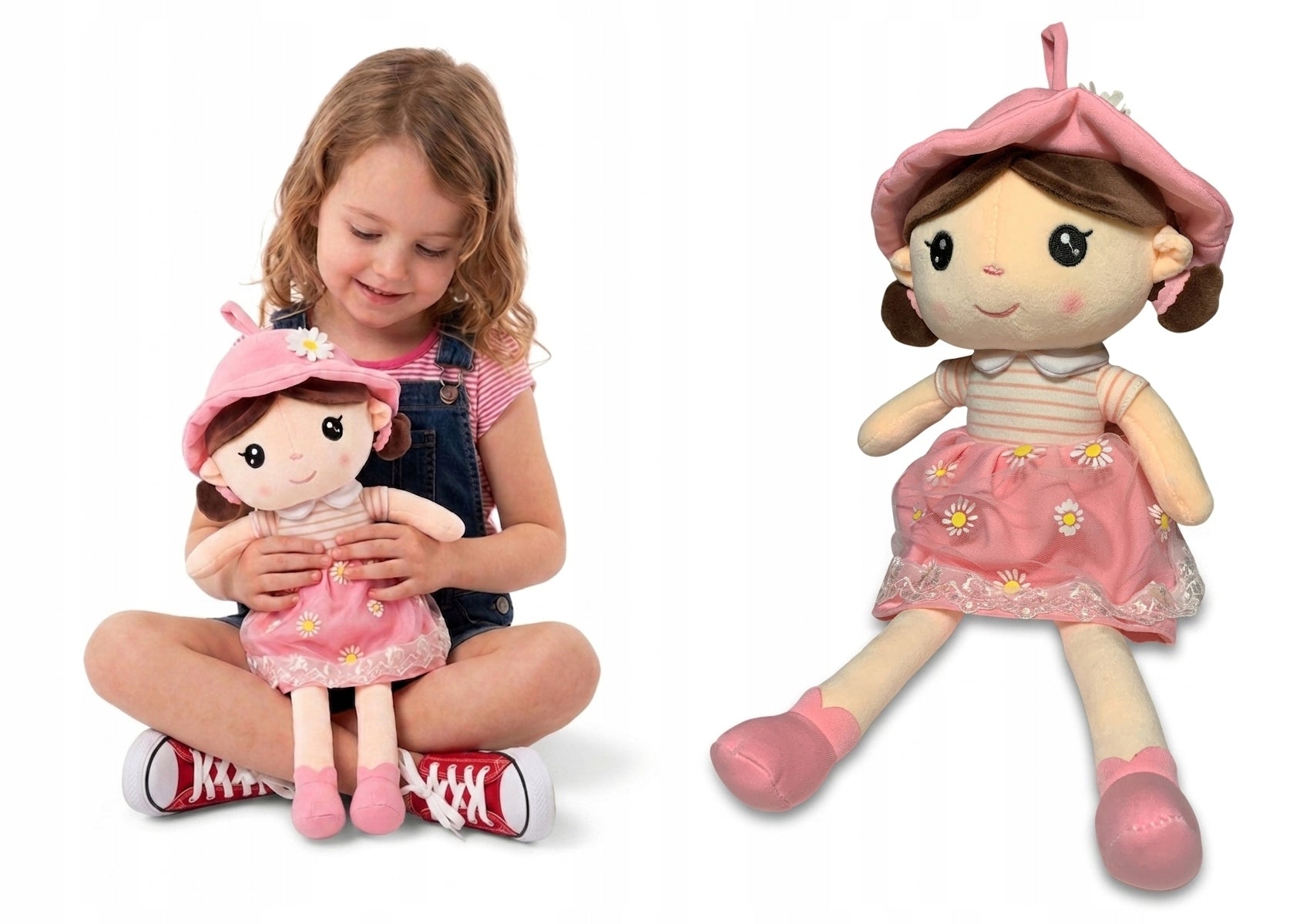 DOLL PLUSH girl RAG CUDDLY DOLL in DRESS