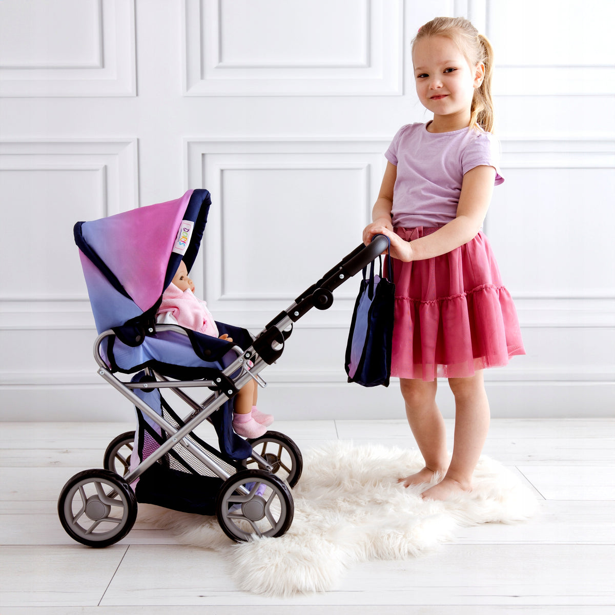 DOLL STROLLER DEEP GONDOLA STROLLER 3in1 FOLDING BAG BEDDING Doris Packaging status original