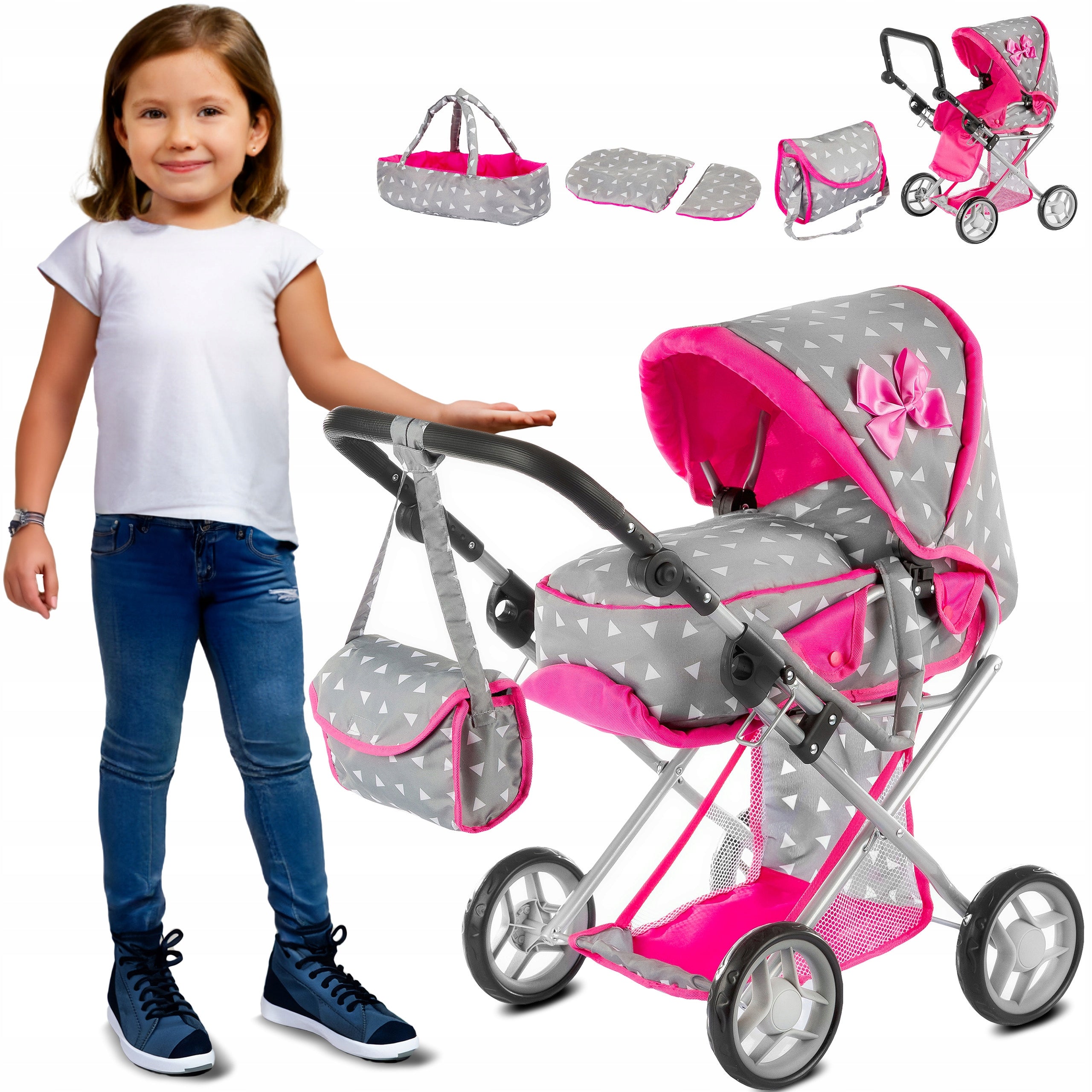 DOLL STROLLER DEEP STROLLER GONDOLA 3in1 KINDERPLAY BAG BEDDING Manufacturer code KP0200S