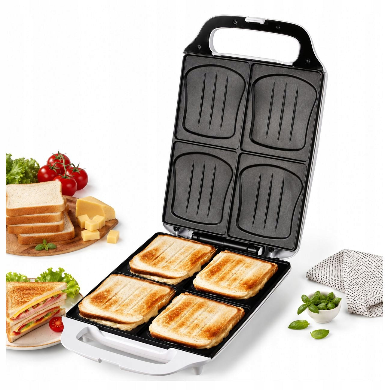 DOMO DO9064C XXL toaster for 4 people 1800W toaster sandwich toaster large