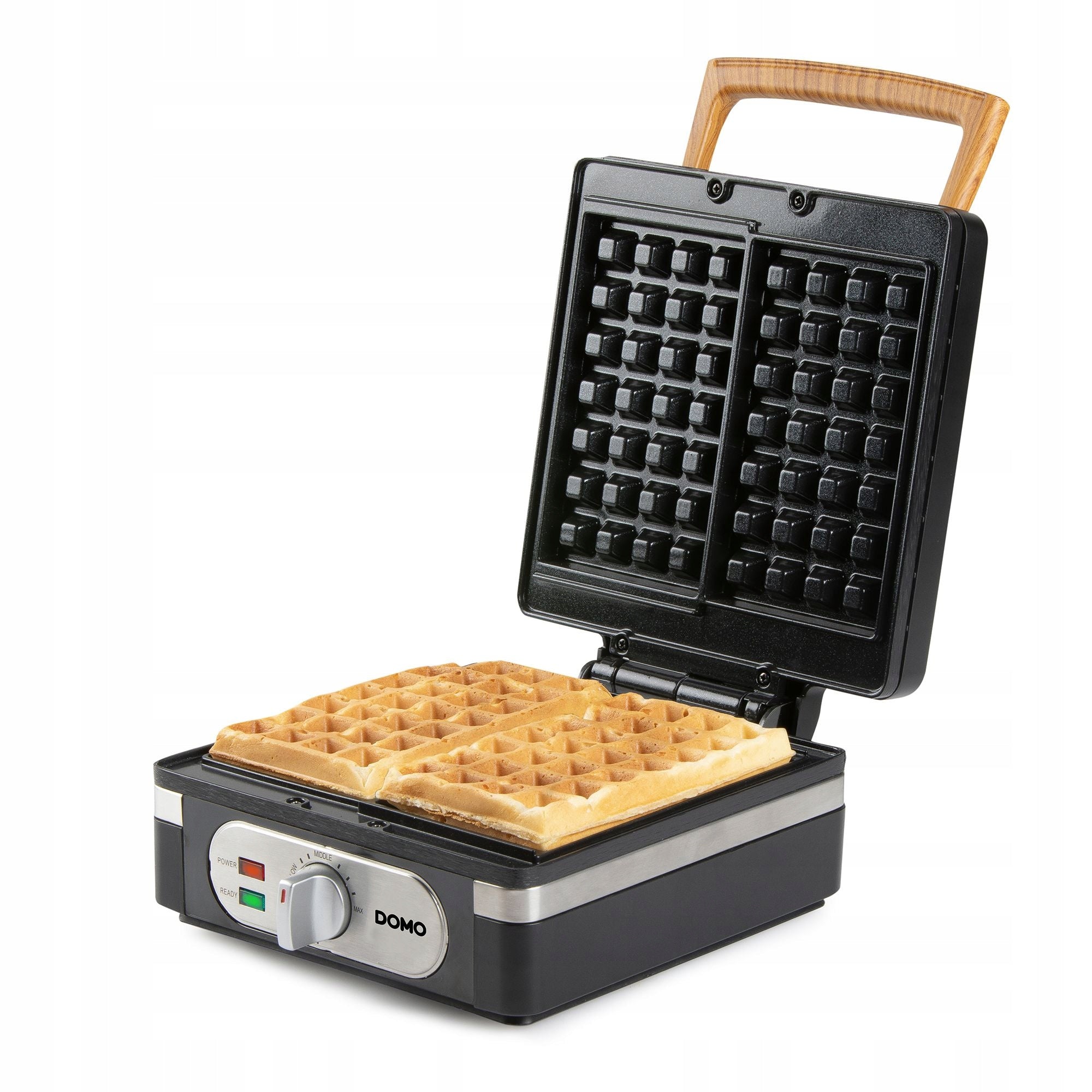 DOMO DO9275W Waffle Iron, 1400W, 2 Large Waffles, Temperature Control, Black Brand Domo