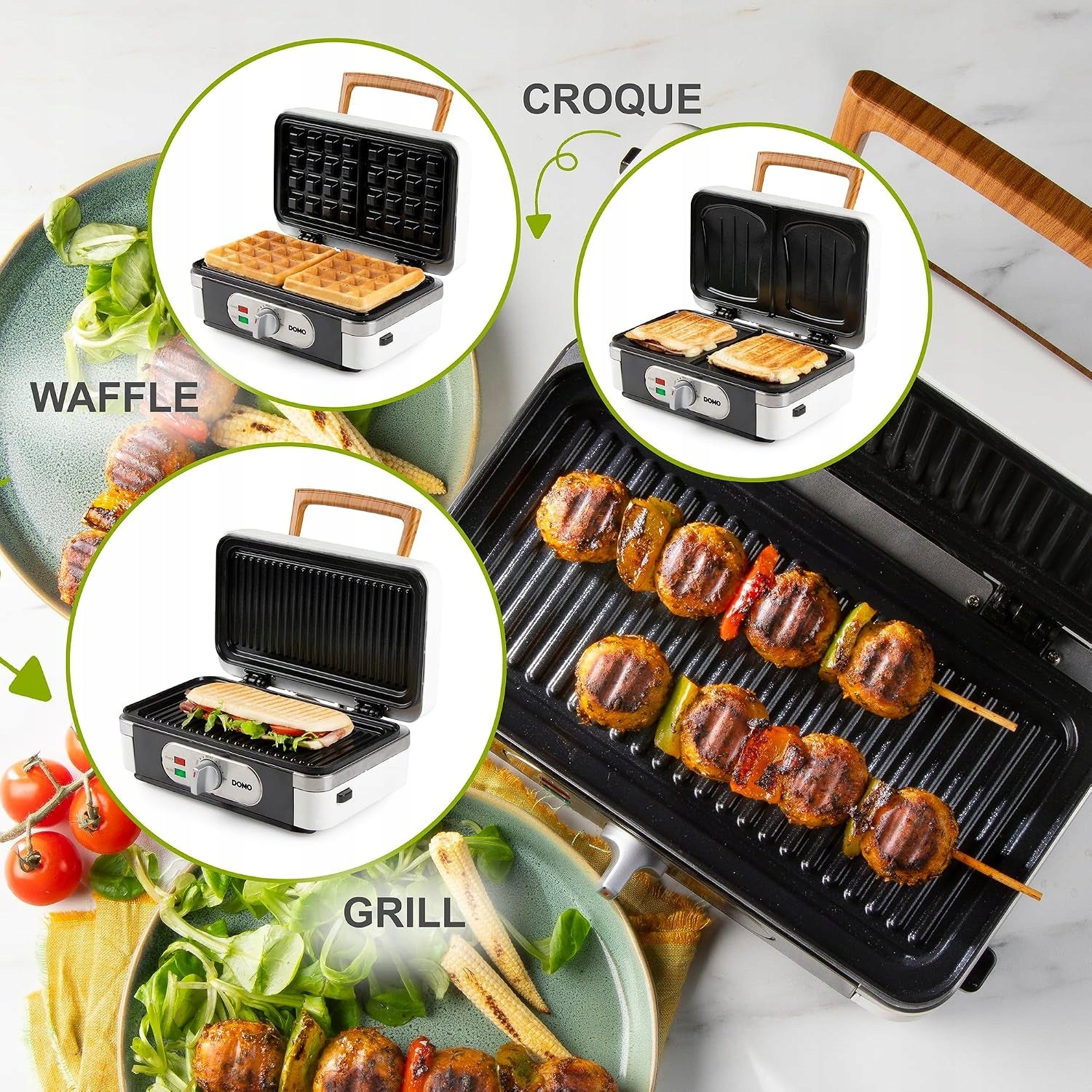DOMO Toaster 3in1 waffle iron grill 1100W white Packaging status original
