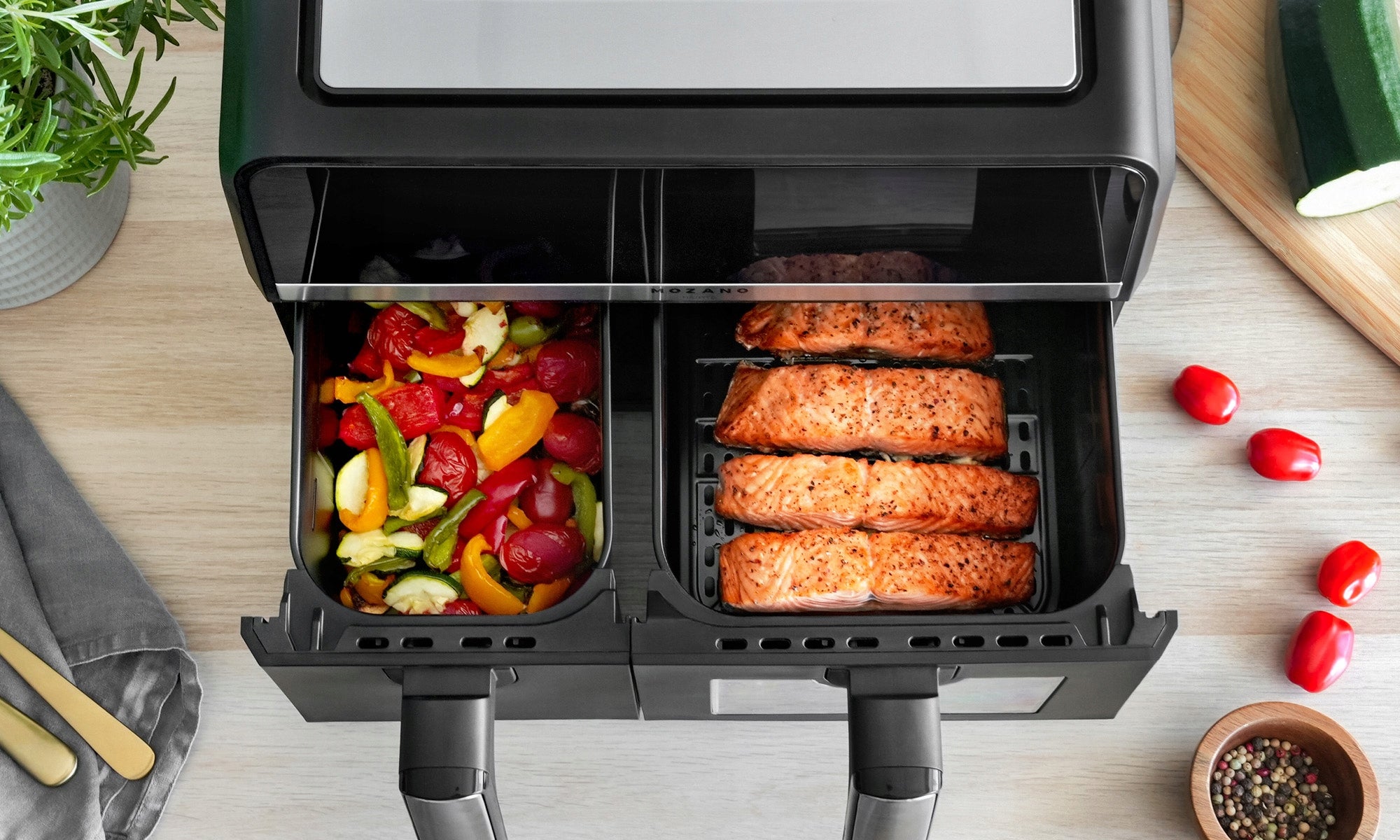 DOUBLE CHAMBER NON-FAT AIR FRYER 9L 2600W AIR FRYER XL WIFI Manufacturer code AGD/FRY/D/01#SRE