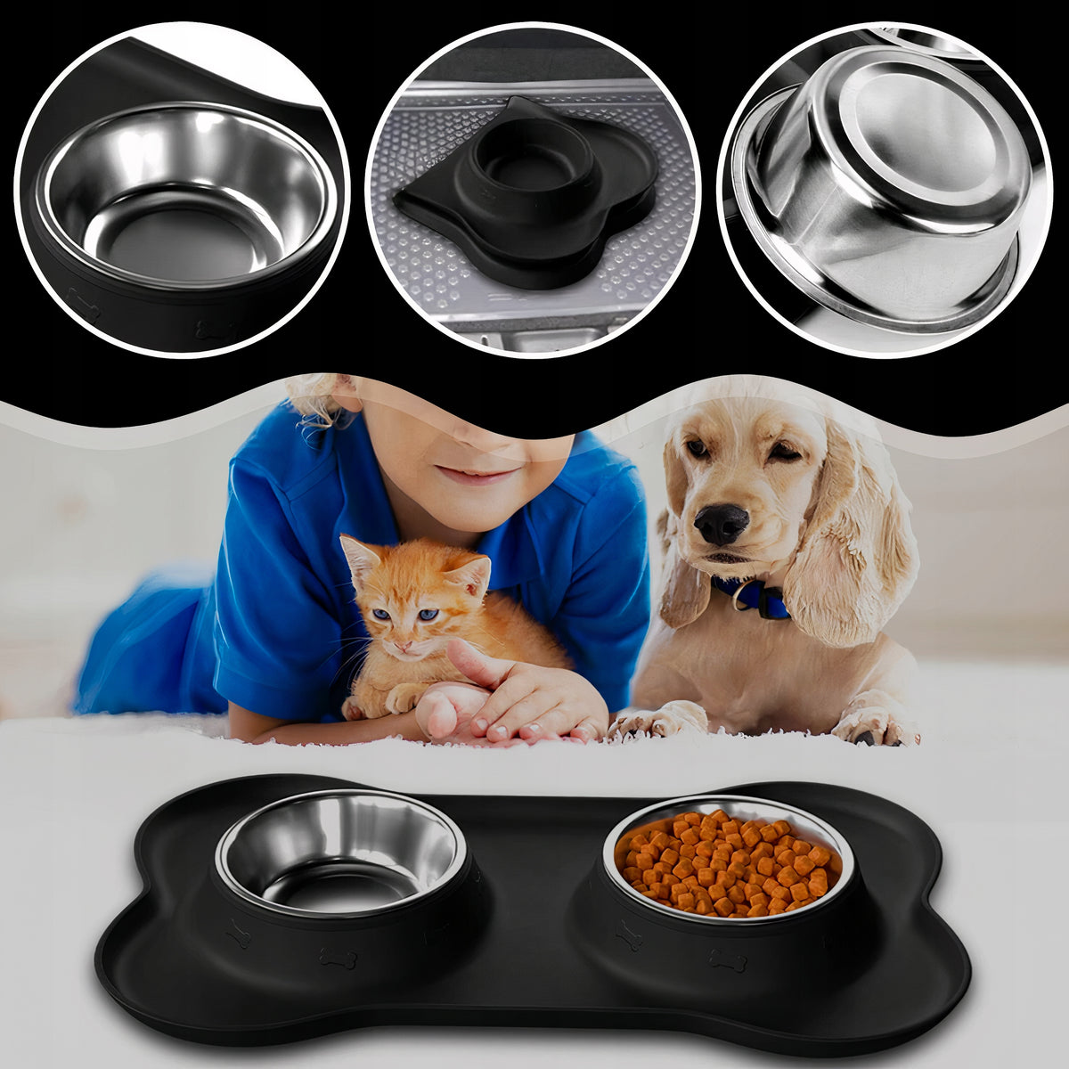 DOUBLE DOG BOWL CAT NON-SLIP + BOWL PAD 2x450 ml Manufacturer code 21632