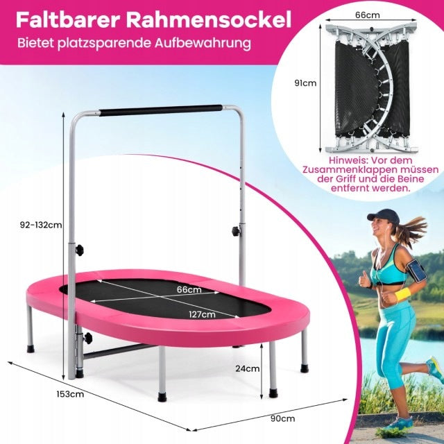 DOUBLE FOLDING FITNESS TRAMPOLINE 154 X 90 X 92 -132 CM PINK Manufacturer code TW10002PI
