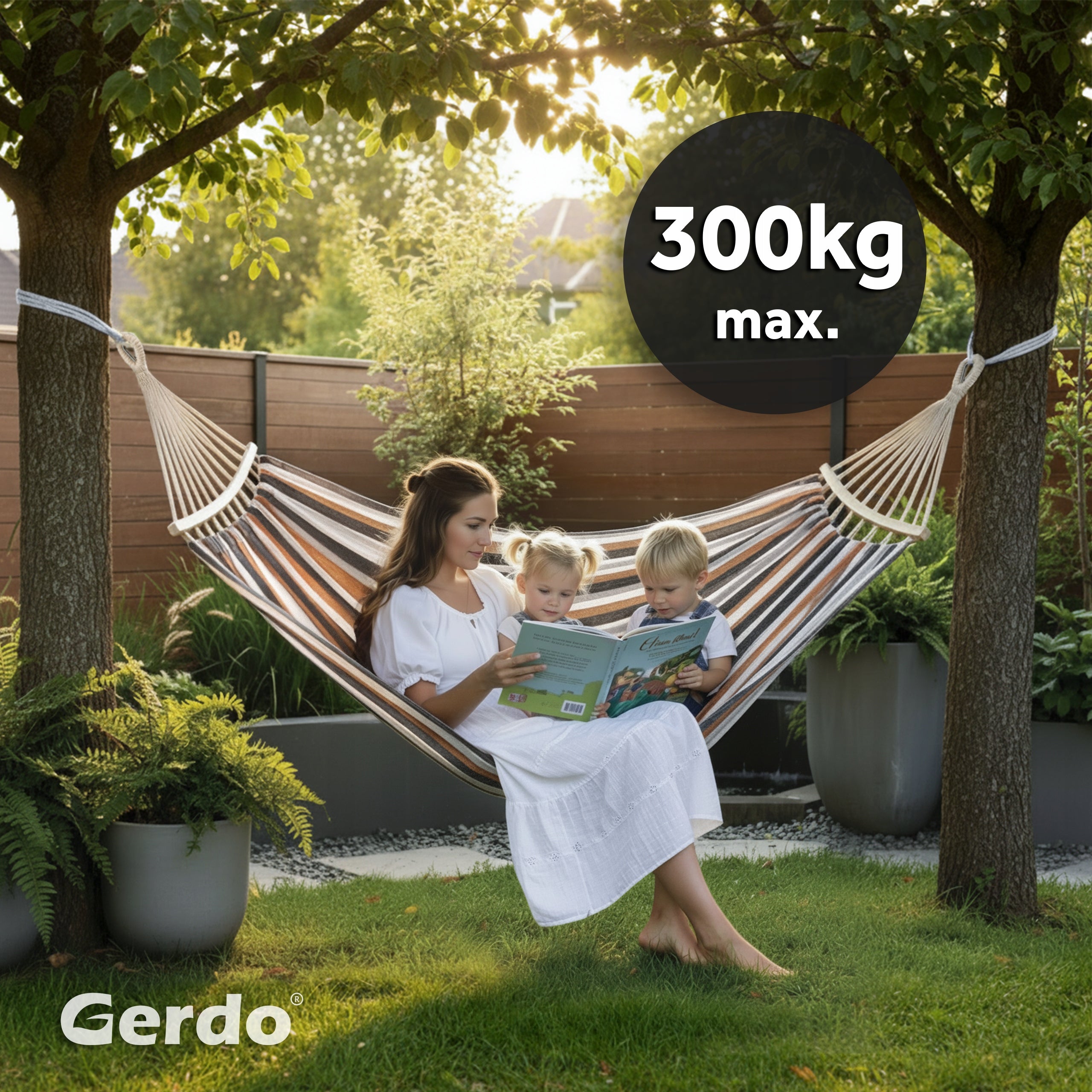 DOUBLE GARDEN HAMMOCK XXL 260X150CM WOODEN FRAME Manufacturer code Hamak 2-osobowy wieloosobowy z pałąkiem metal