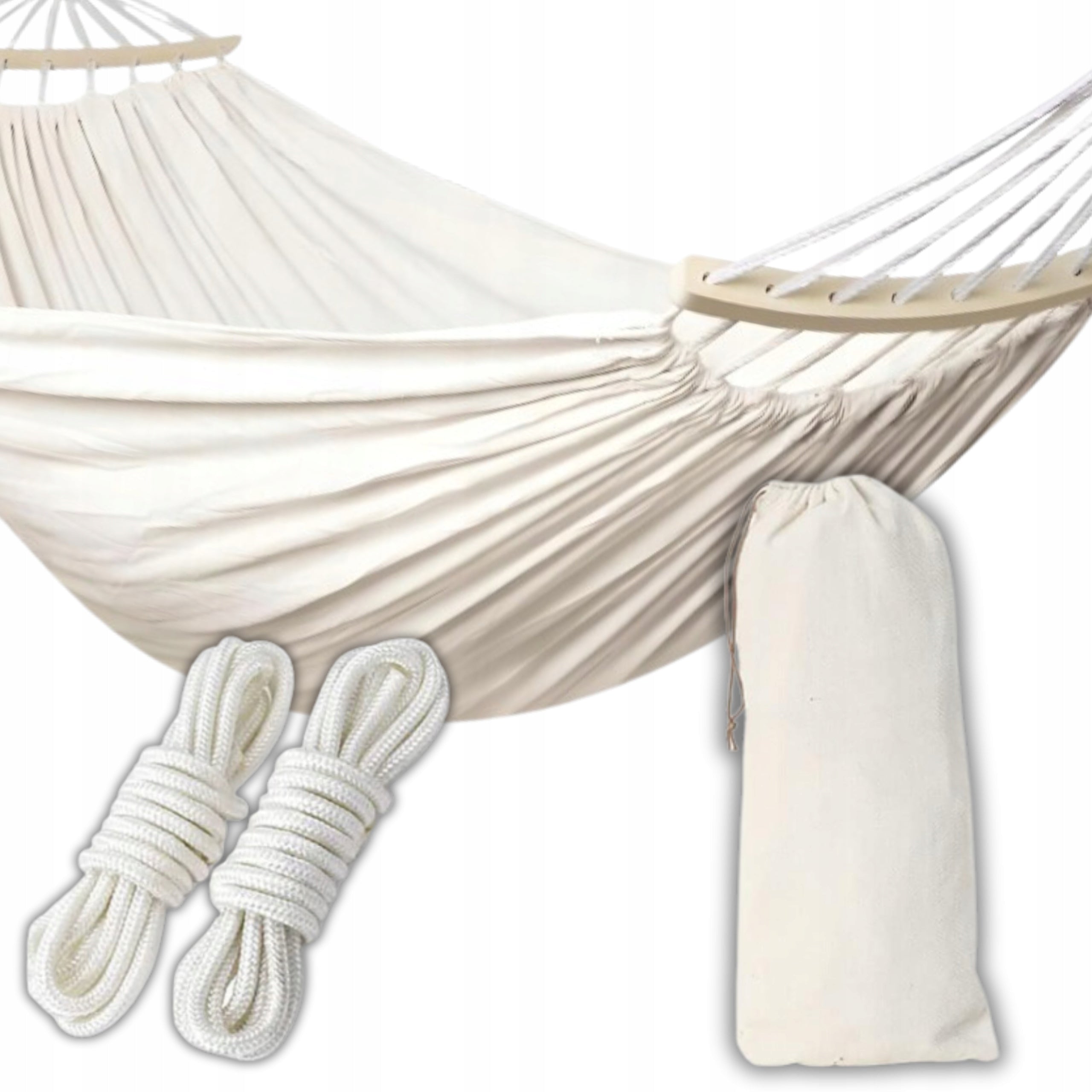 DOUBLE GARDEN HAMMOCK XXL STRONG 260x160 BARS + BAG + FASTENING CORDS