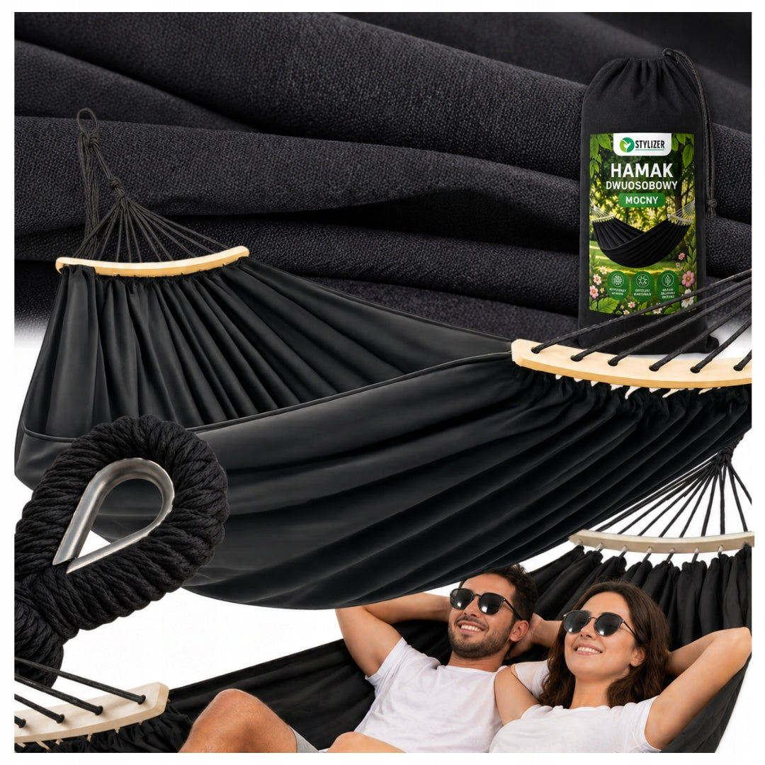 DOUBLE GARDEN HAMMOCK with BAR STRONG HOLDING with bag