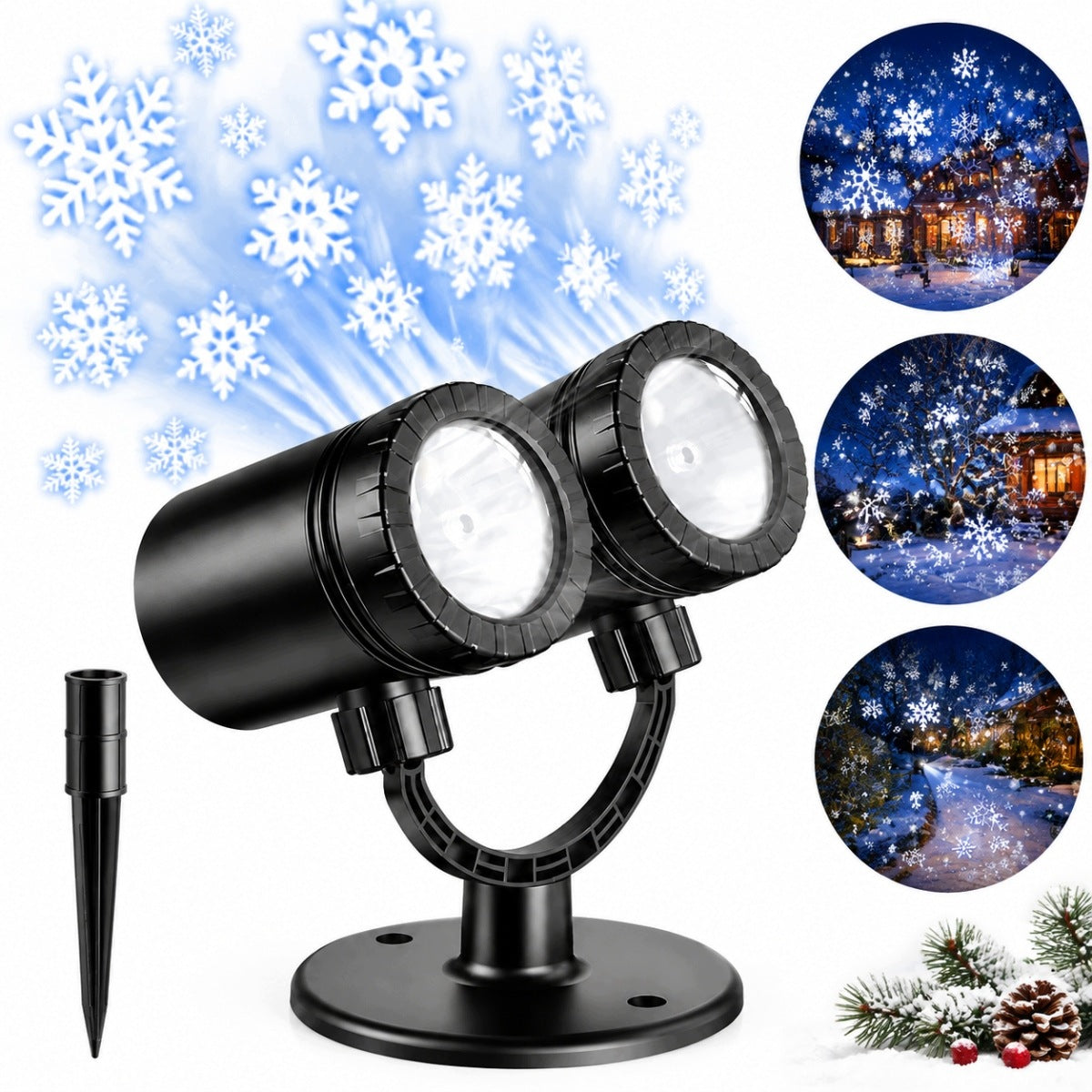 DOUBLE HEAD SNOWFLAKE PROJECTOR LED CHRISTMAS LIGHTING IP65
