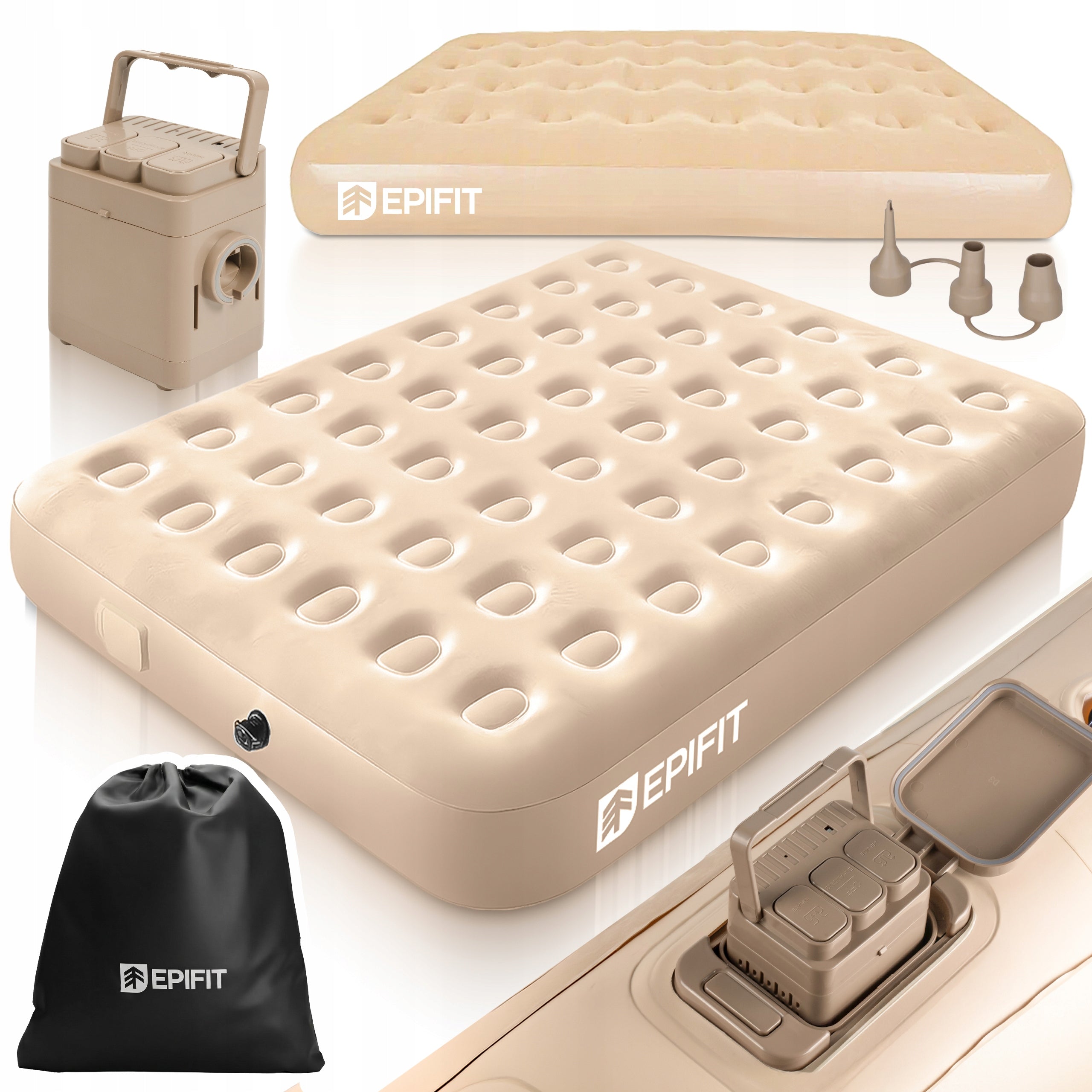 DOUBLE INFLATABLE MATTRESS WITH ELECTRIC PUMP USB-C CAMPING 300KG